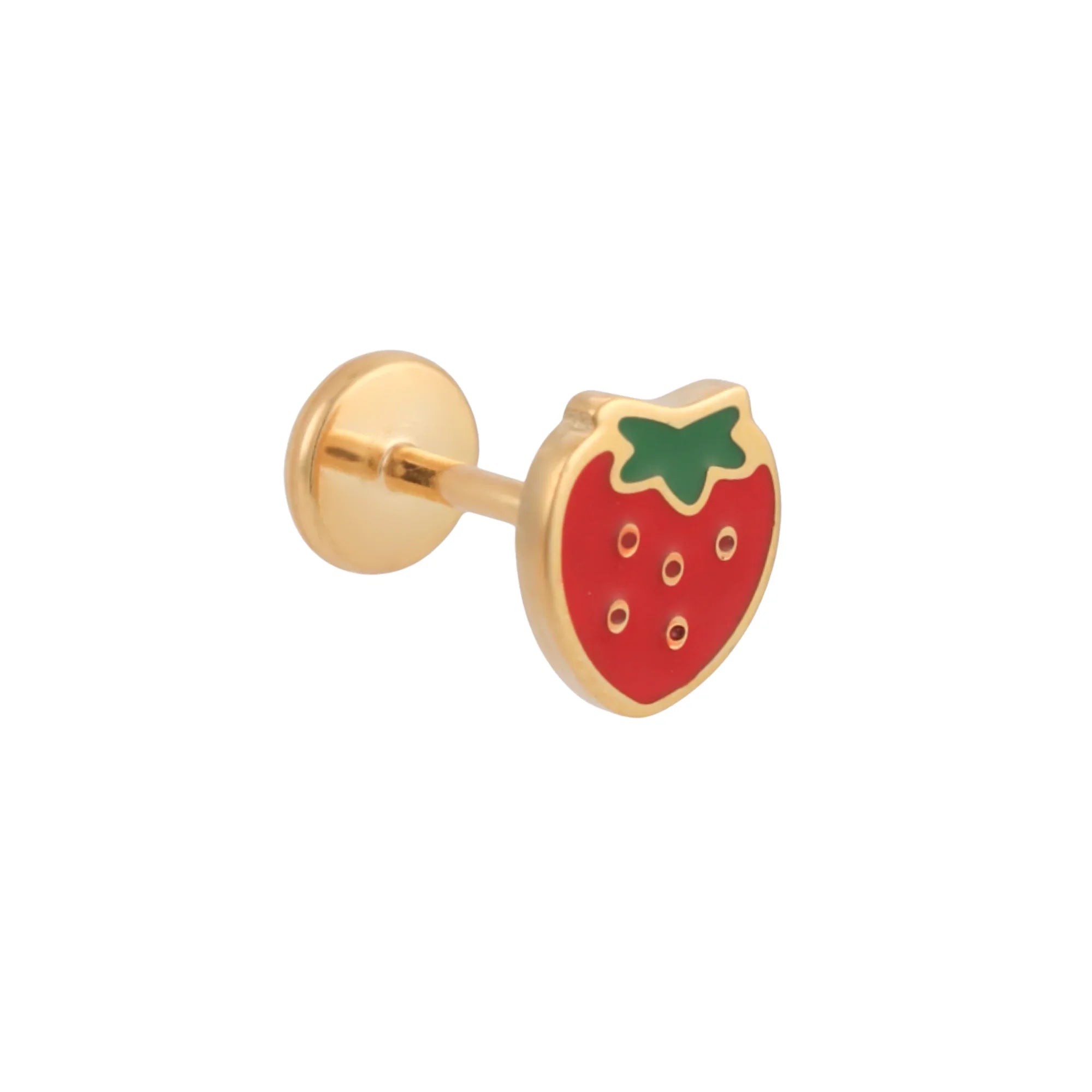 Strawberry Enamel Flat Back Stud