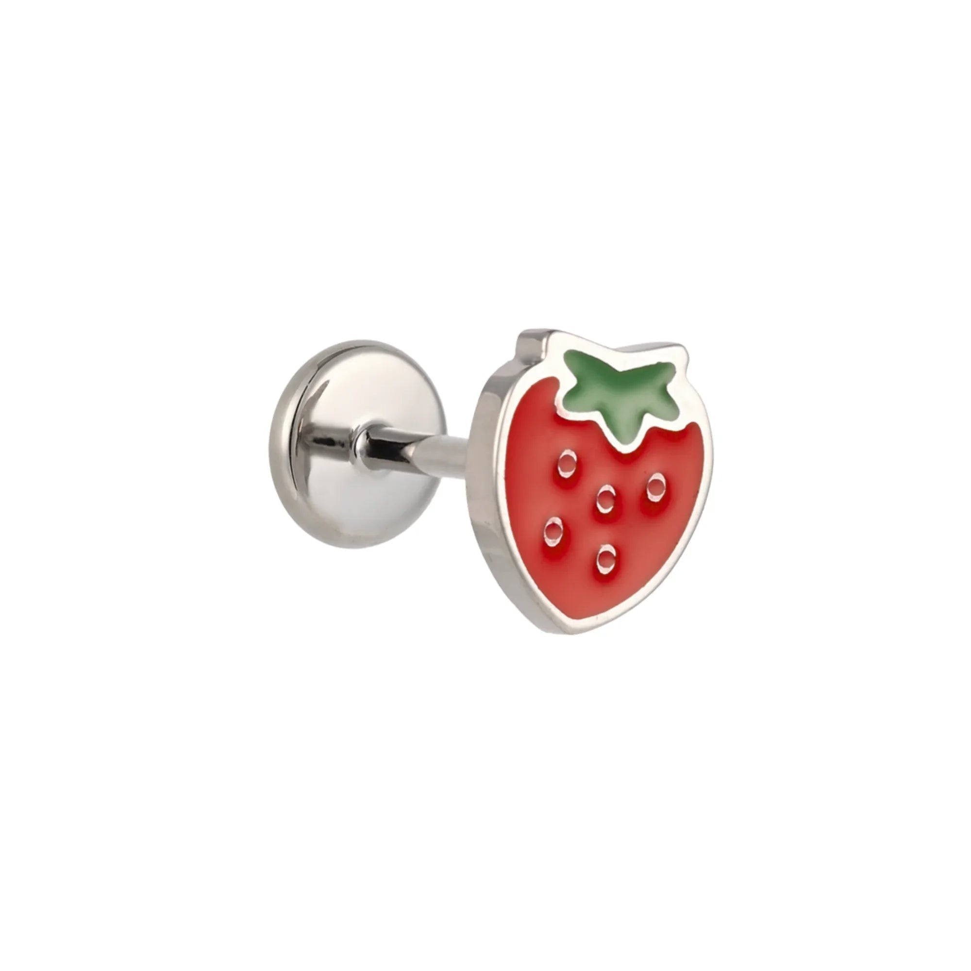 Strawberry Enamel Flat Back Stud