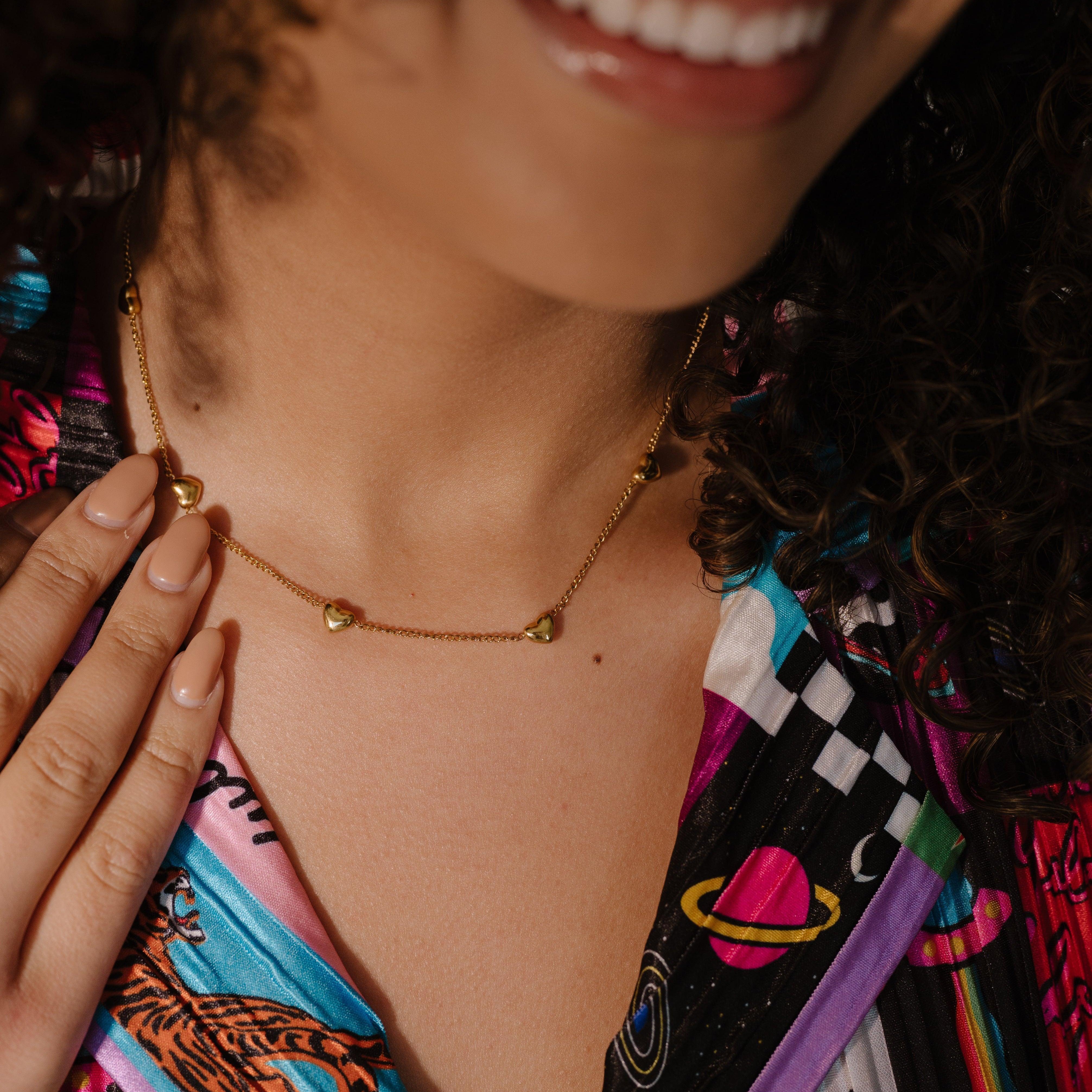 String of Hearts Choker Necklace