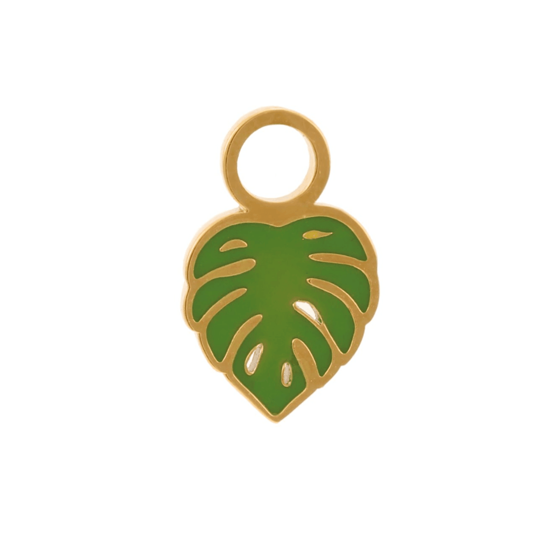 Monstera Leaf Hoop Charm