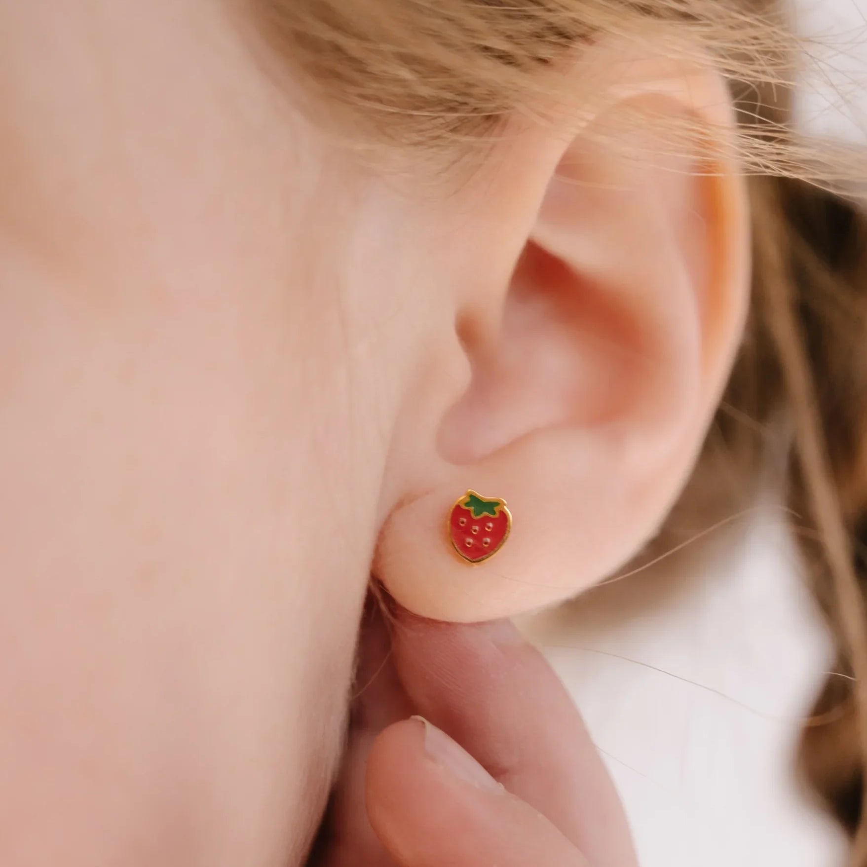 Strawberry Enamel Flat Back Stud