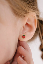 Strawberry Enamel Flat Back Stud