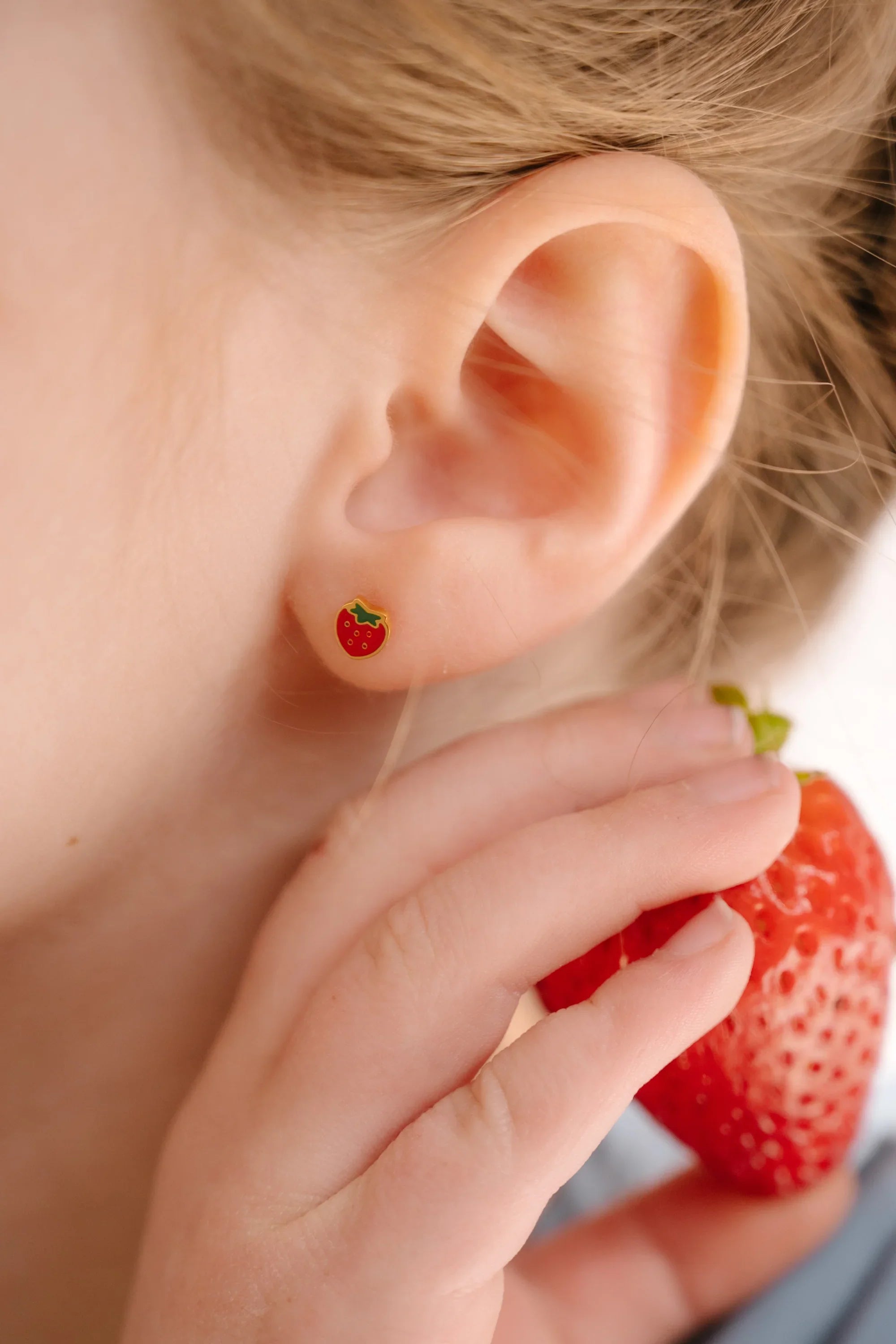 Strawberry Enamel Flat Back Stud