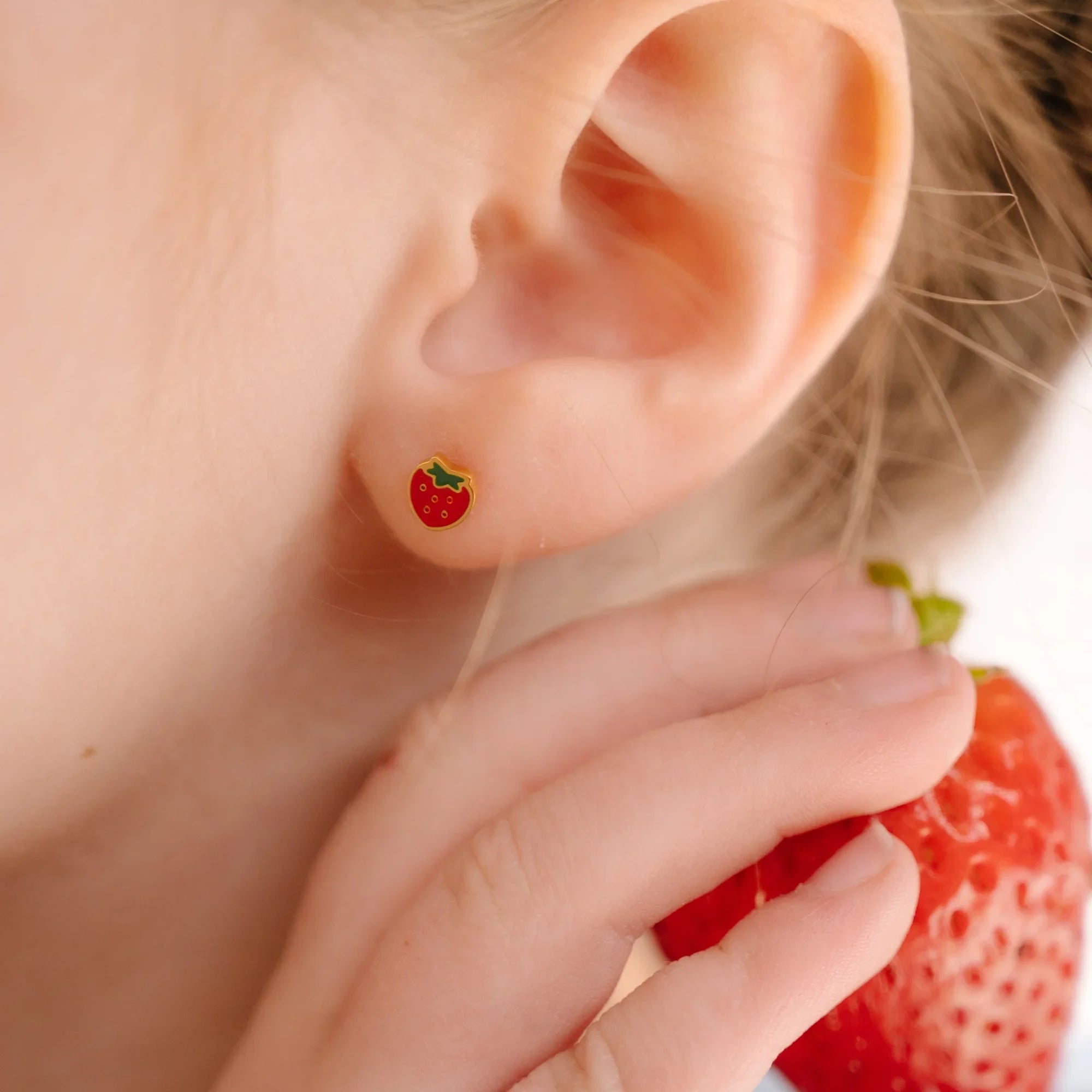 Strawberry Enamel Flat Back Stud