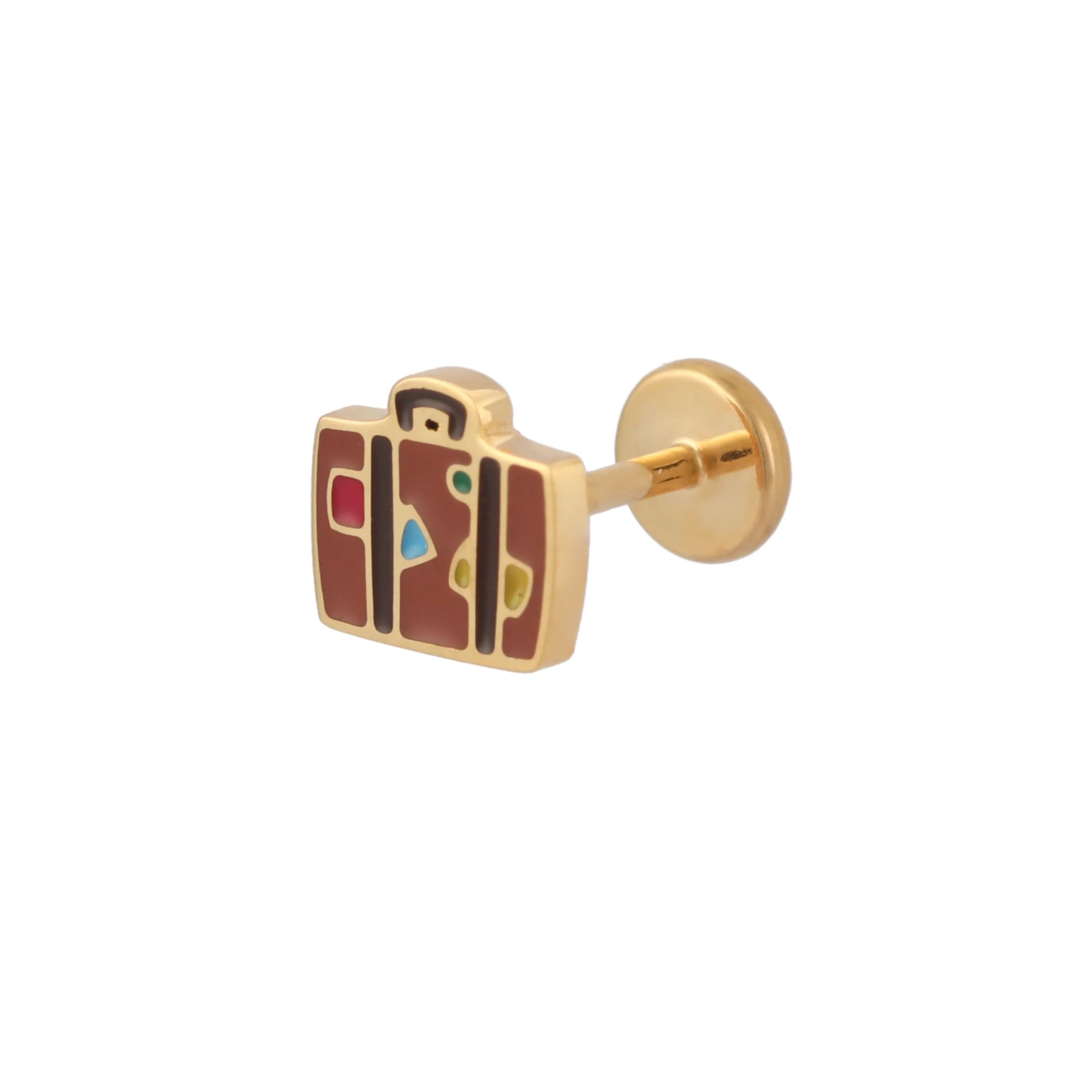 Suitcase Enamel Flat Back Stud