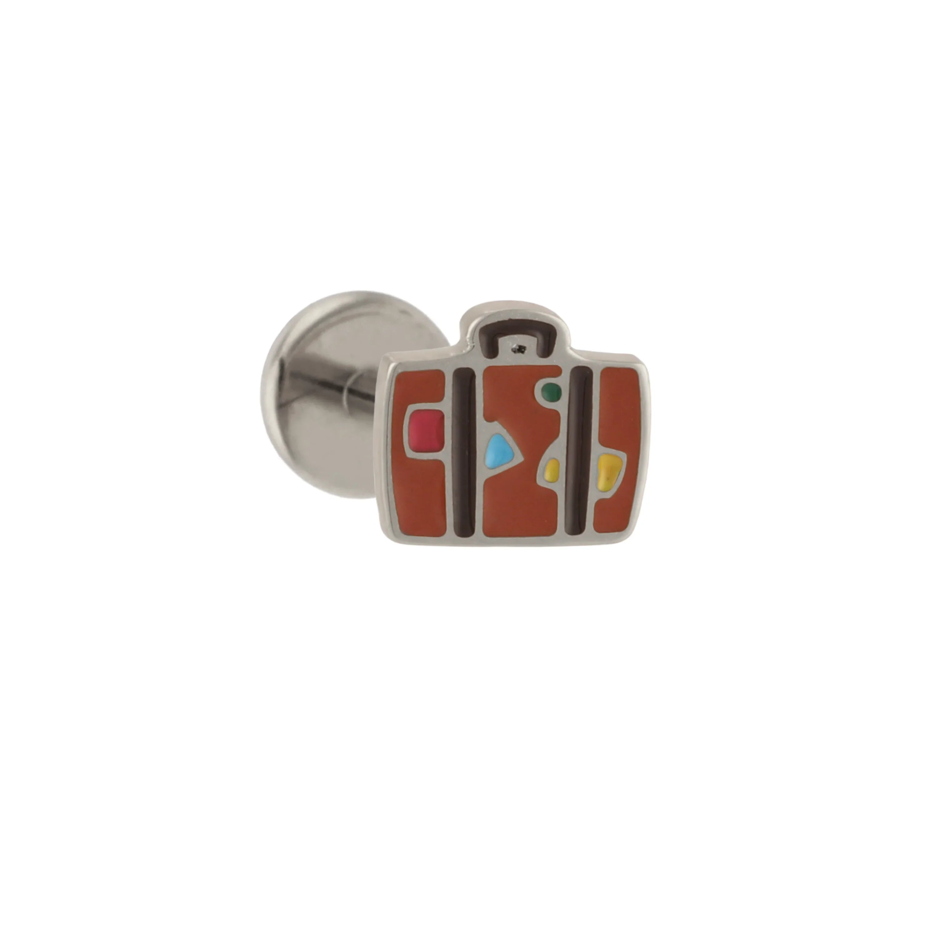 Suitcase Enamel Flat Back Stud