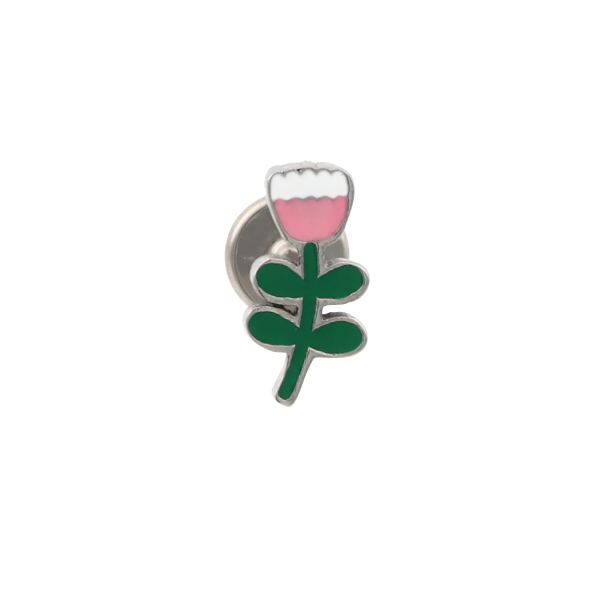 Rosa Blomst Enamel Flat Back Stud