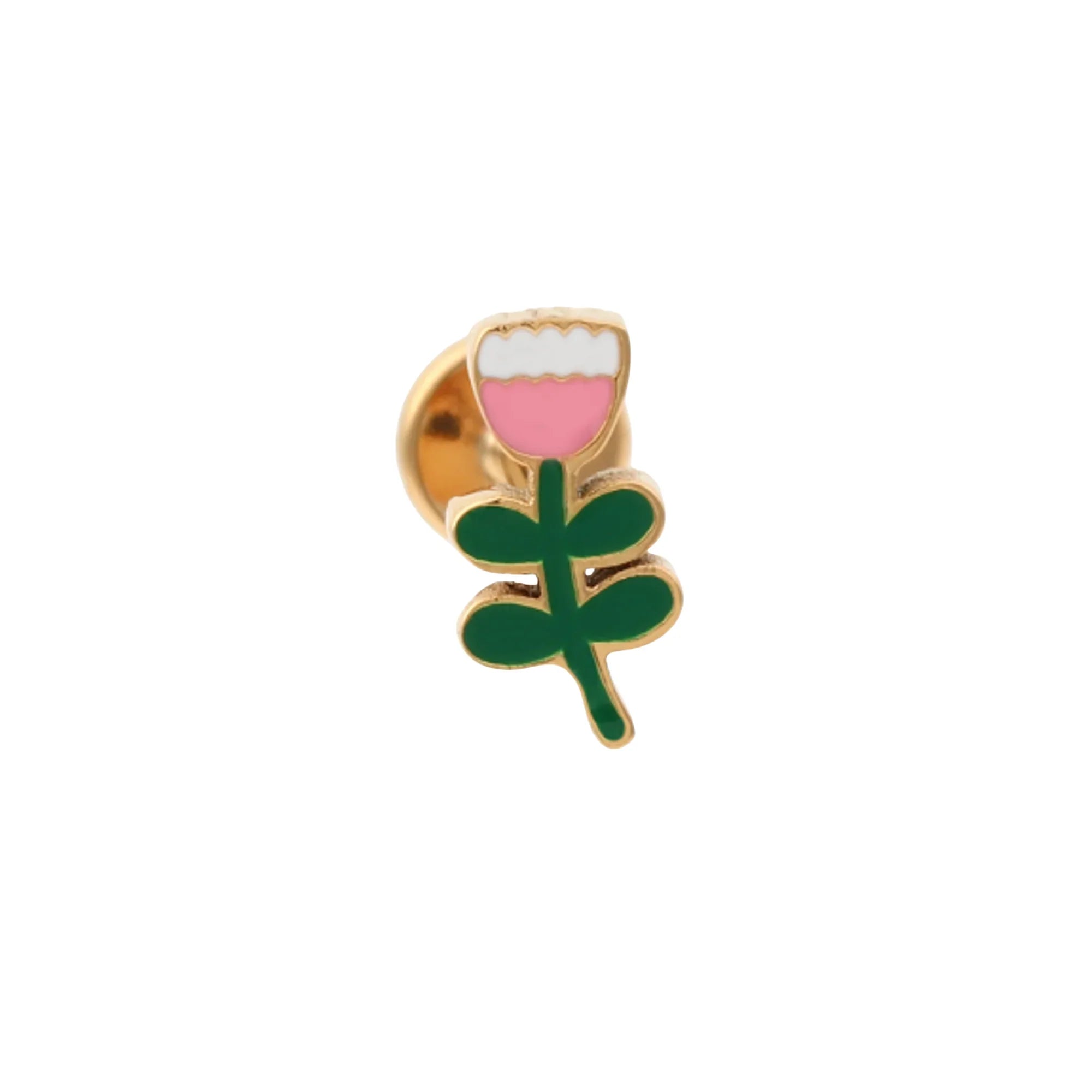 Rosa Blomst Enamel Flat Back Stud