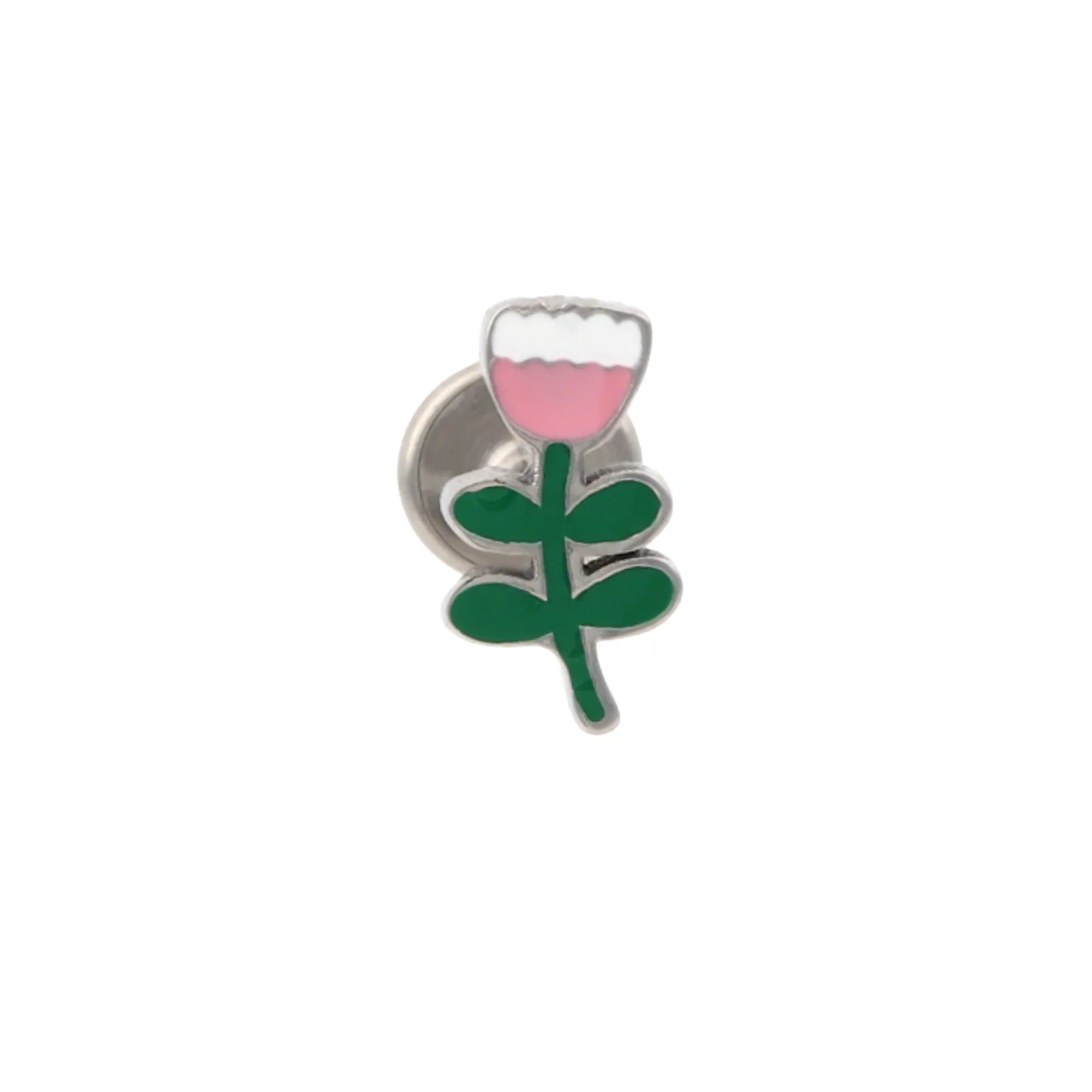 Rosa Blomst Enamel Flat Back Stud