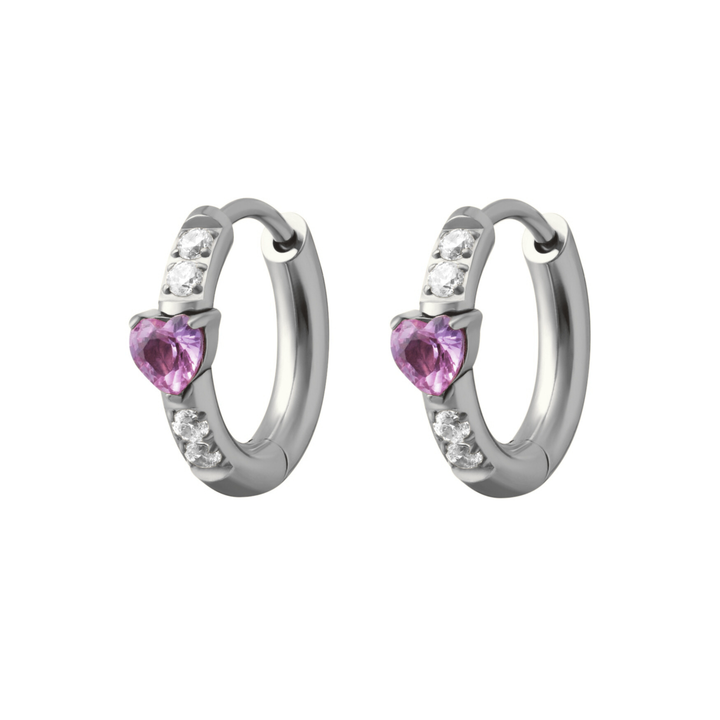 Sweetheart Titanium Hoops - Rose