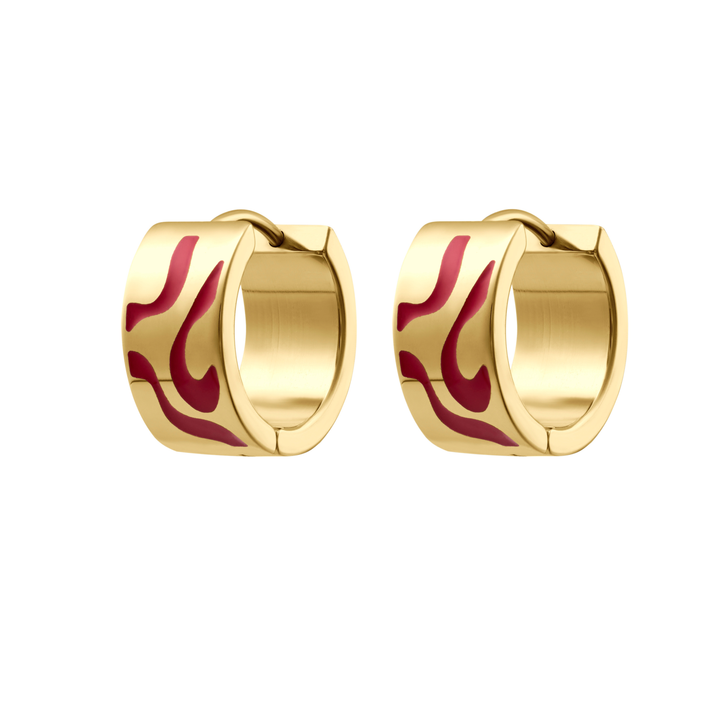 Swirl Titanium Hoops - Cherry Red