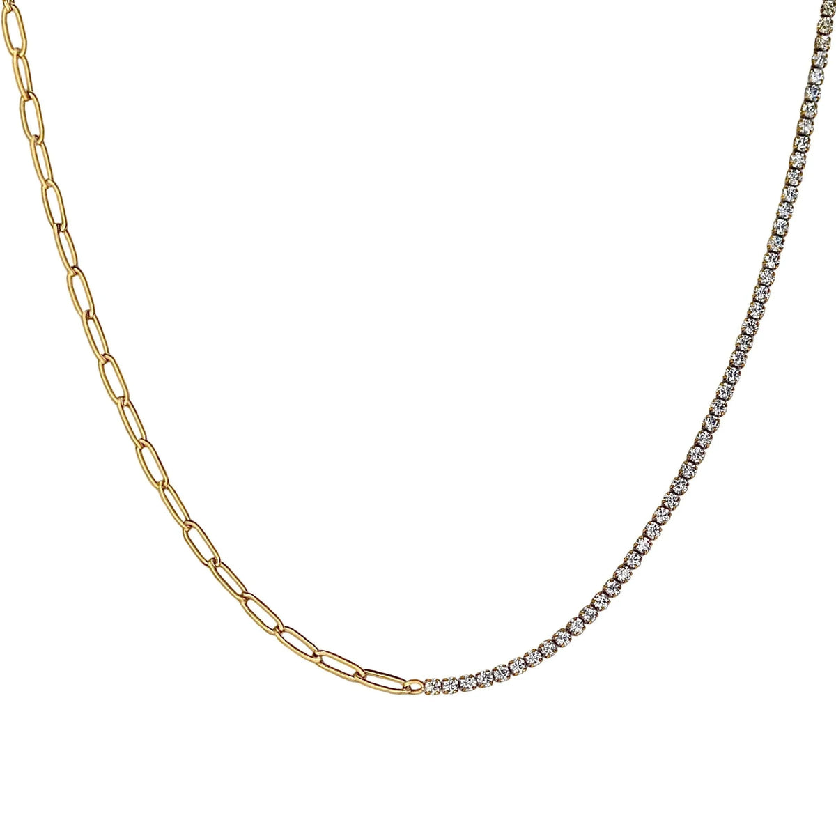 Tennis Paperclip Hybrid Necklace
