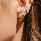 Titanium Solitaire Hoops - Sapphire