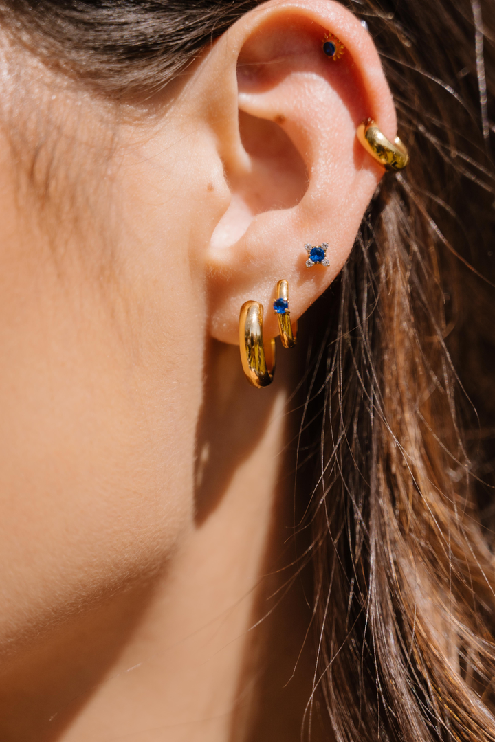 Titanium Solitaire Hoops - Sapphire