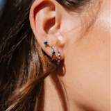 Titanium Solitaire Hoops - Sapphire