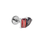 Toi Et Moi Flat Back Stud - Garnet and Onyx