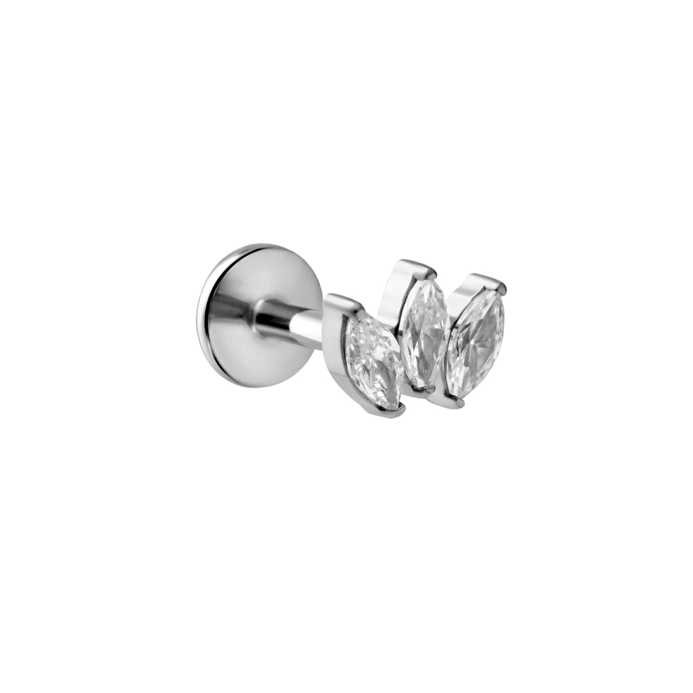 Marquise Trio Flat Back Stud - Clear