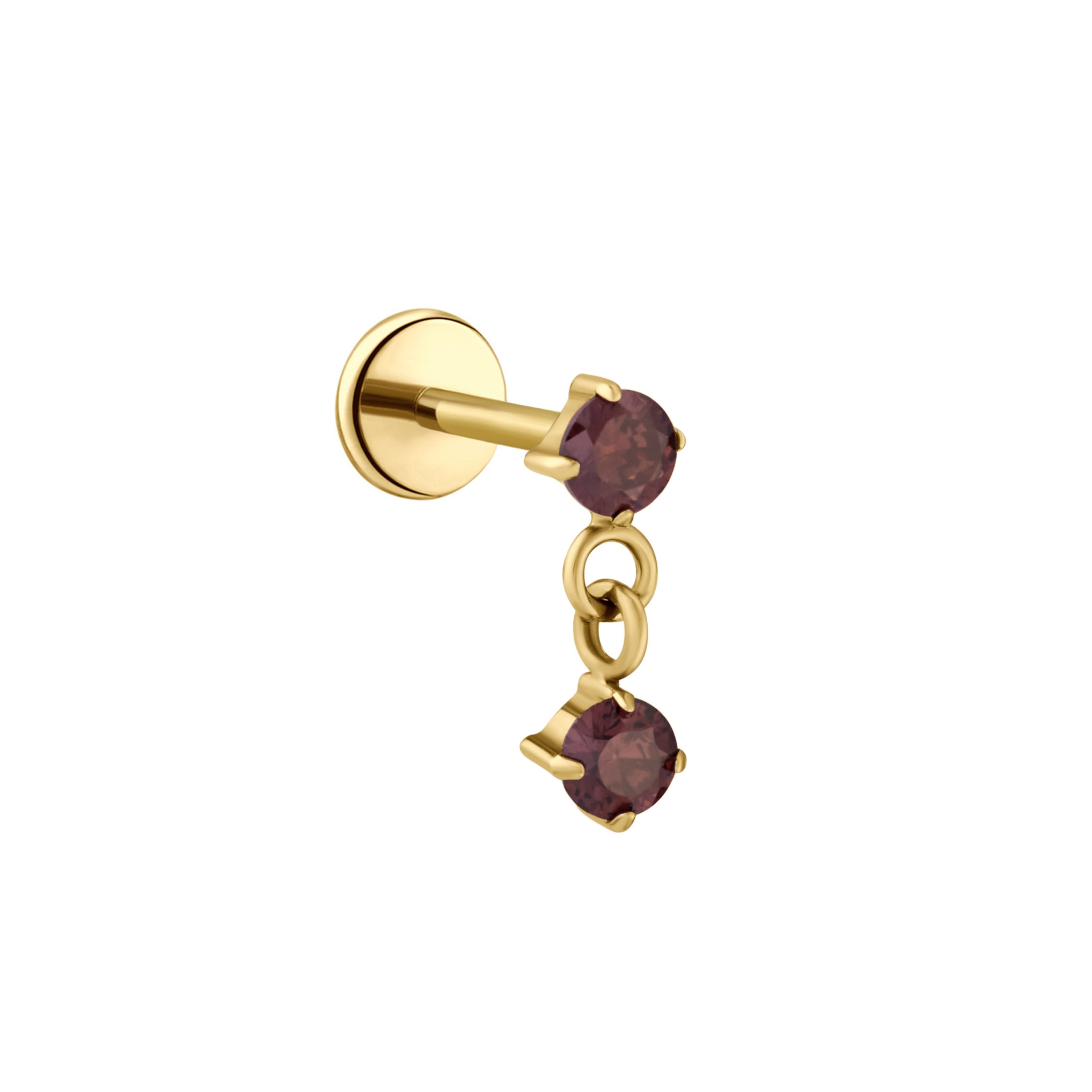 Twin Drop Flat Black Stud - Coffee