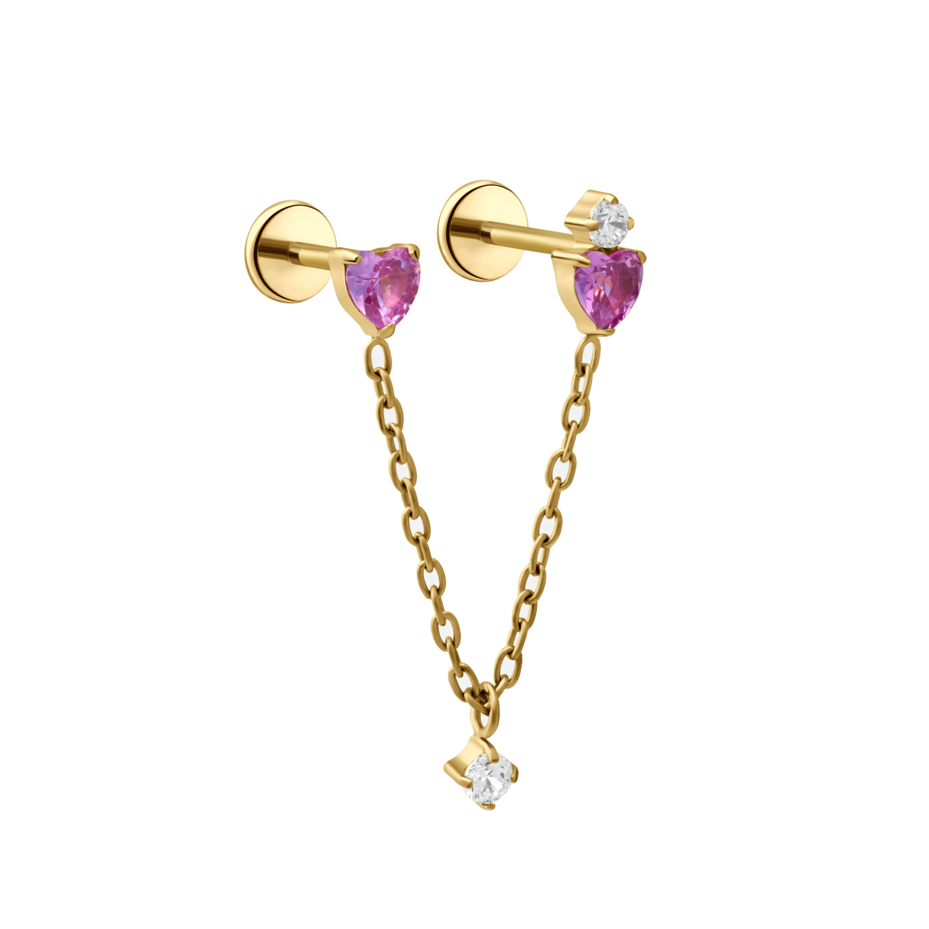 Two of Hearts Flat Back Stud