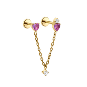 Two of Hearts Flat Back Stud