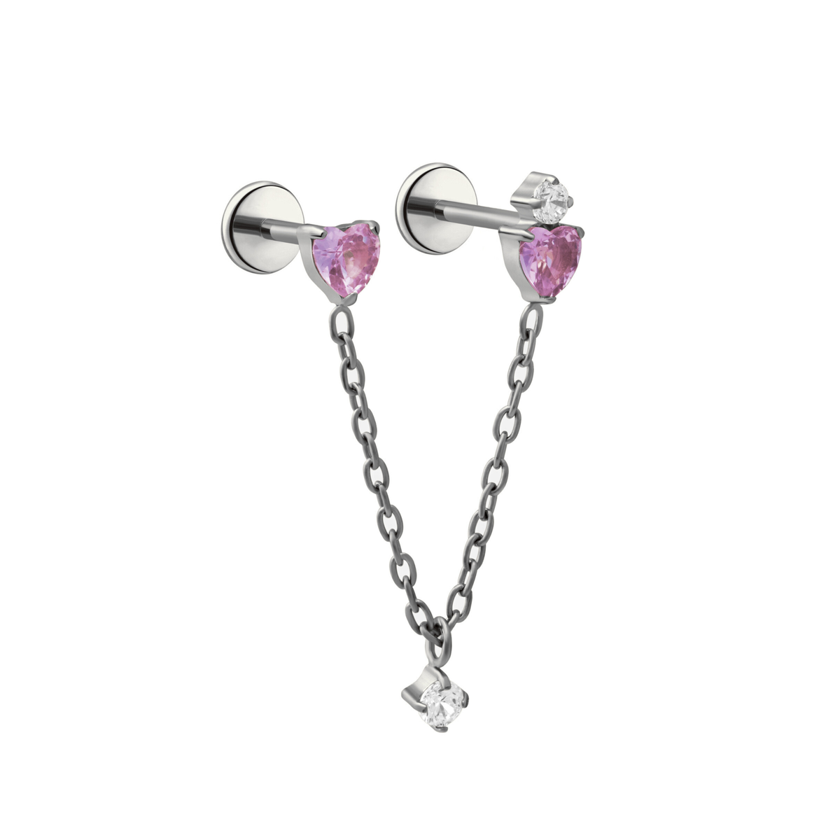 Two of Hearts Flat Back Stud
