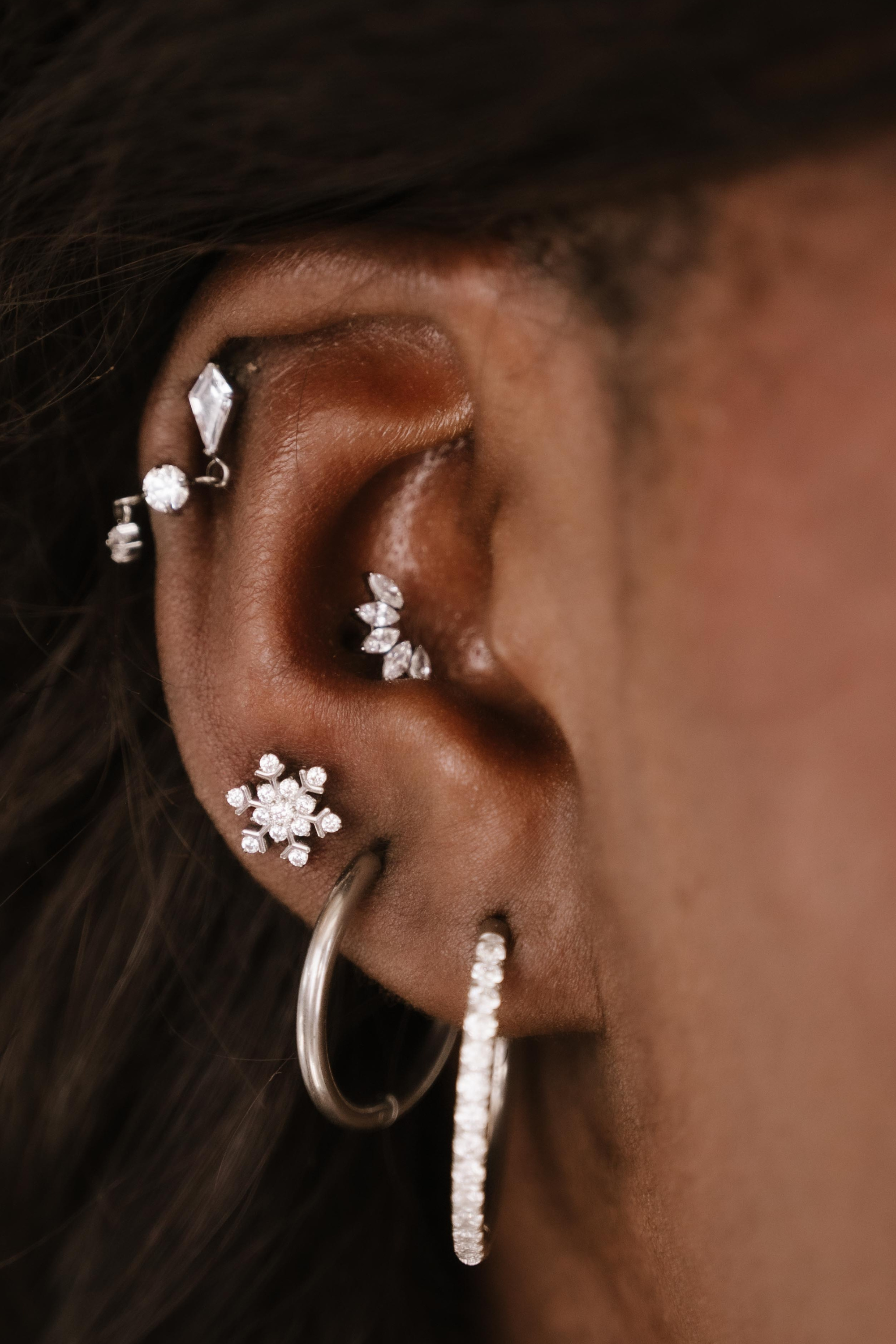 Deco Marquise Fan Flat Back Stud - Clear