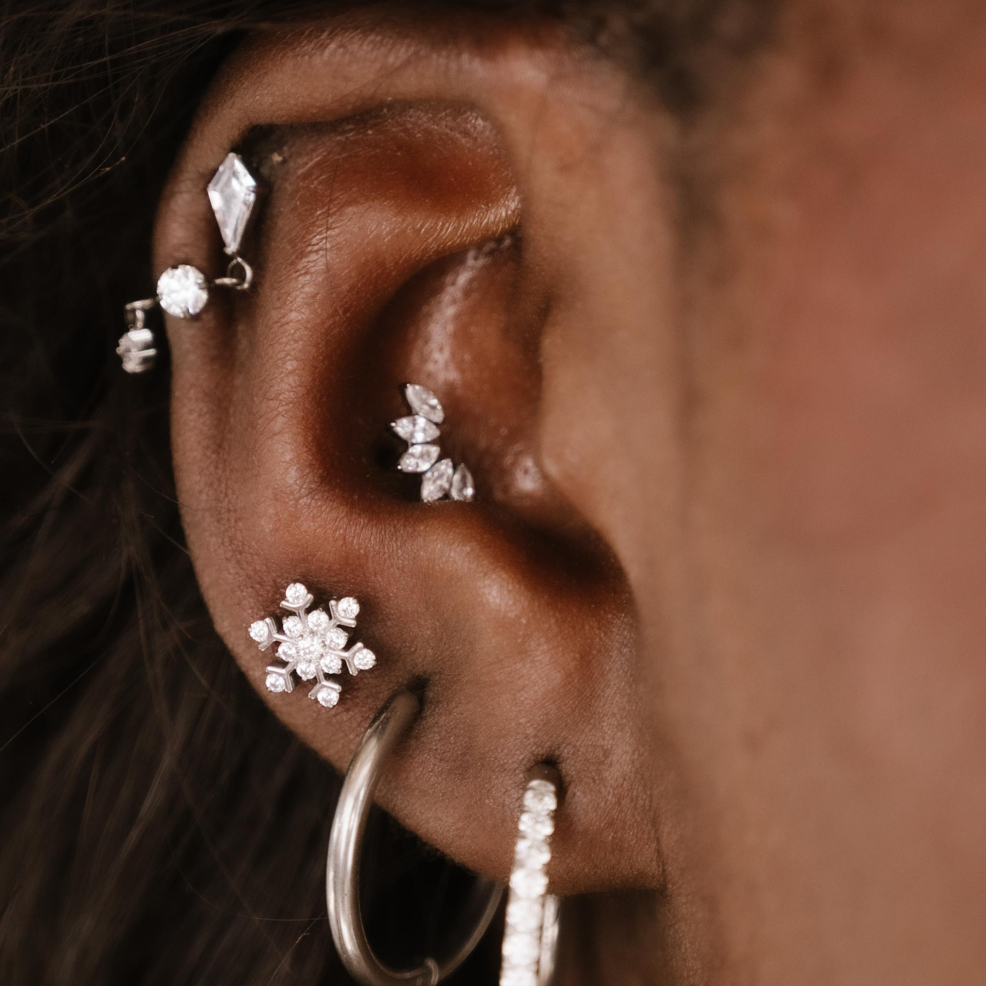 Deco Marquise Fan Flat Back Stud - Clear