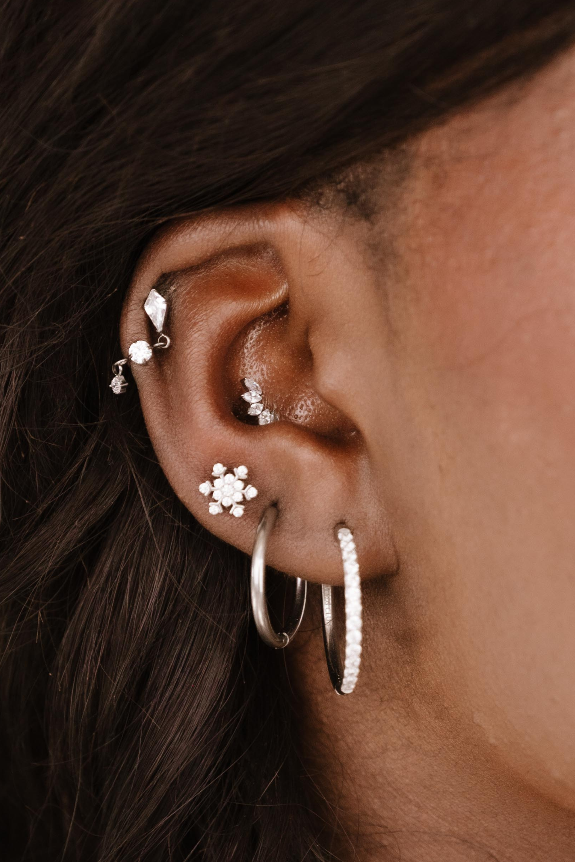 Deco Marquise Fan Flat Back Stud - Clear