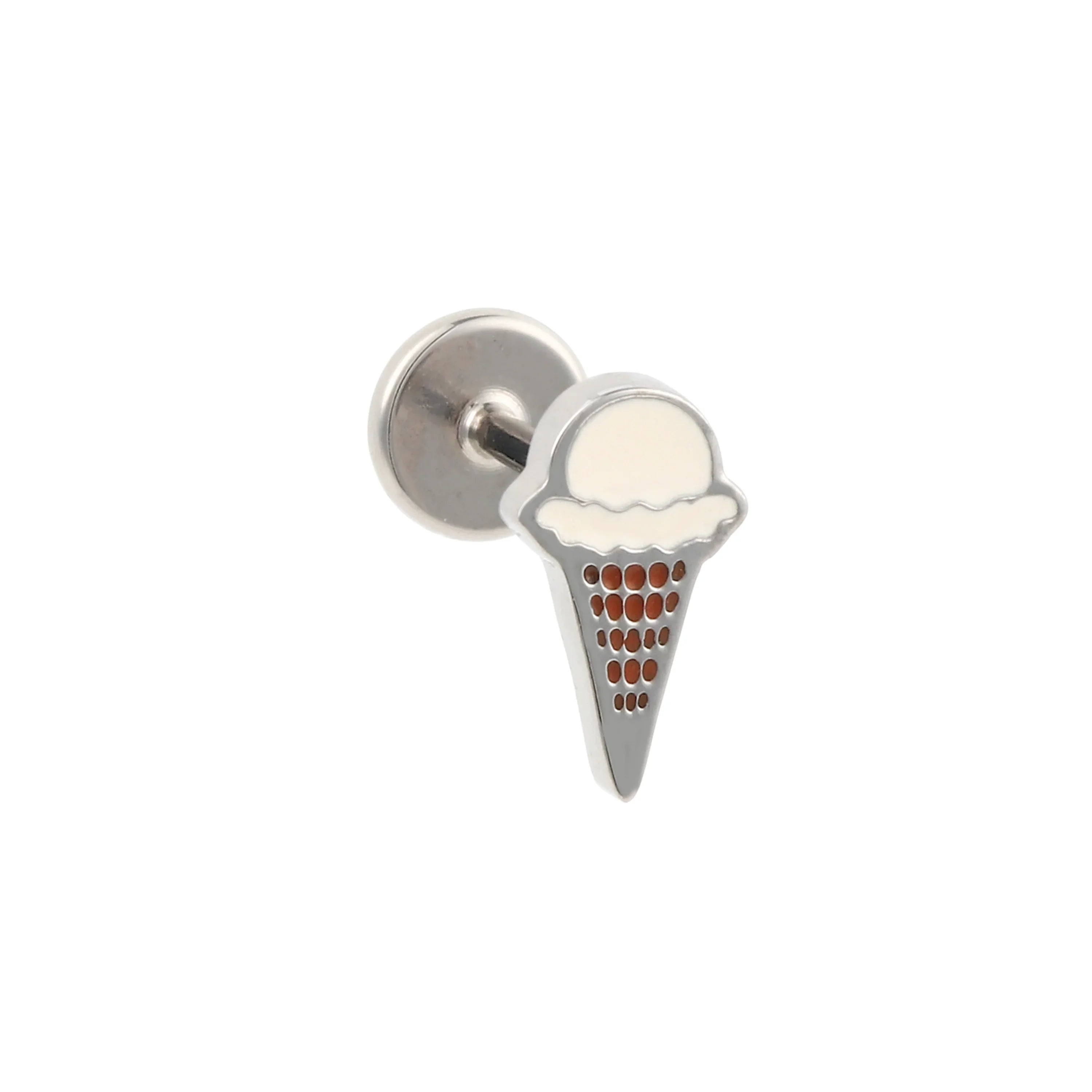 Ice Cream Cone Enamel Flat Back Stud