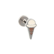 Ice Cream Cone Enamel Flat Back Stud