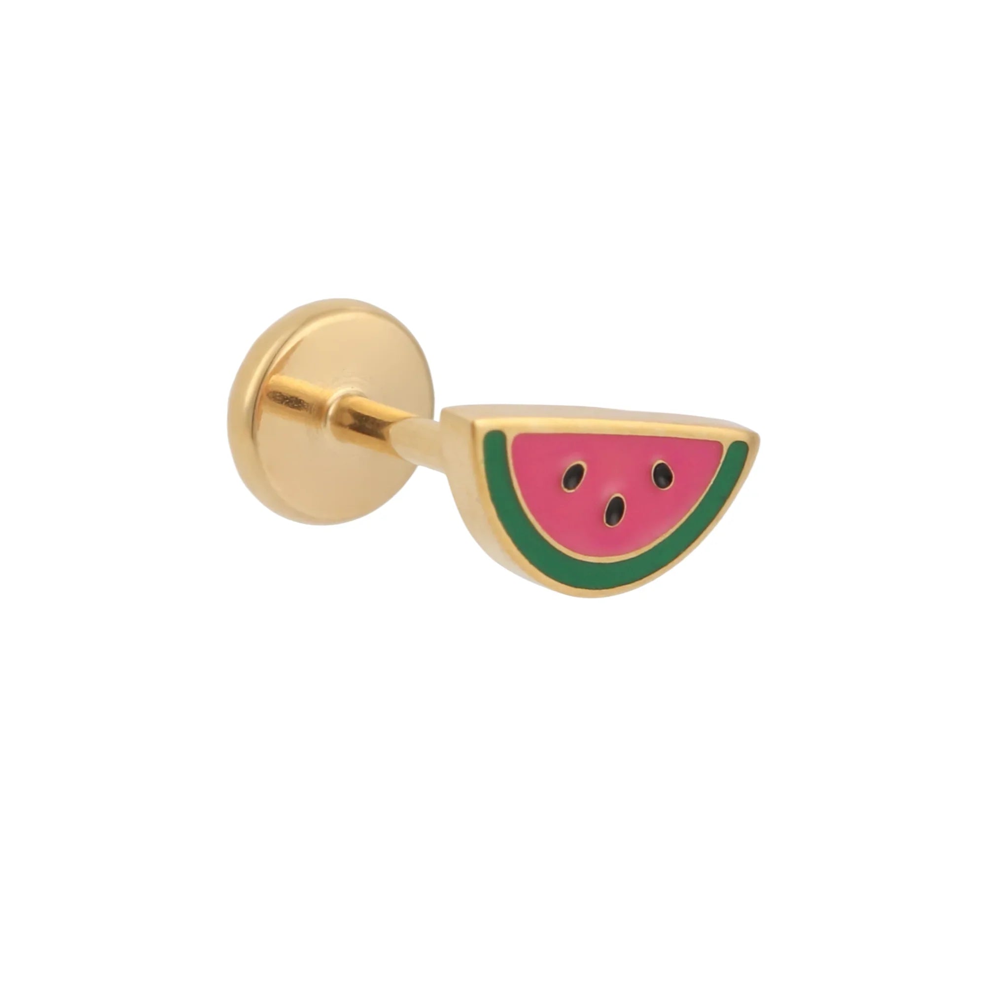 Watermelon Wedge Enamel Flat Back Stud