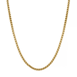 A gold link chain necklace shown against a plain white background.