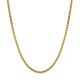 A gold link chain necklace shown against a plain white background.
