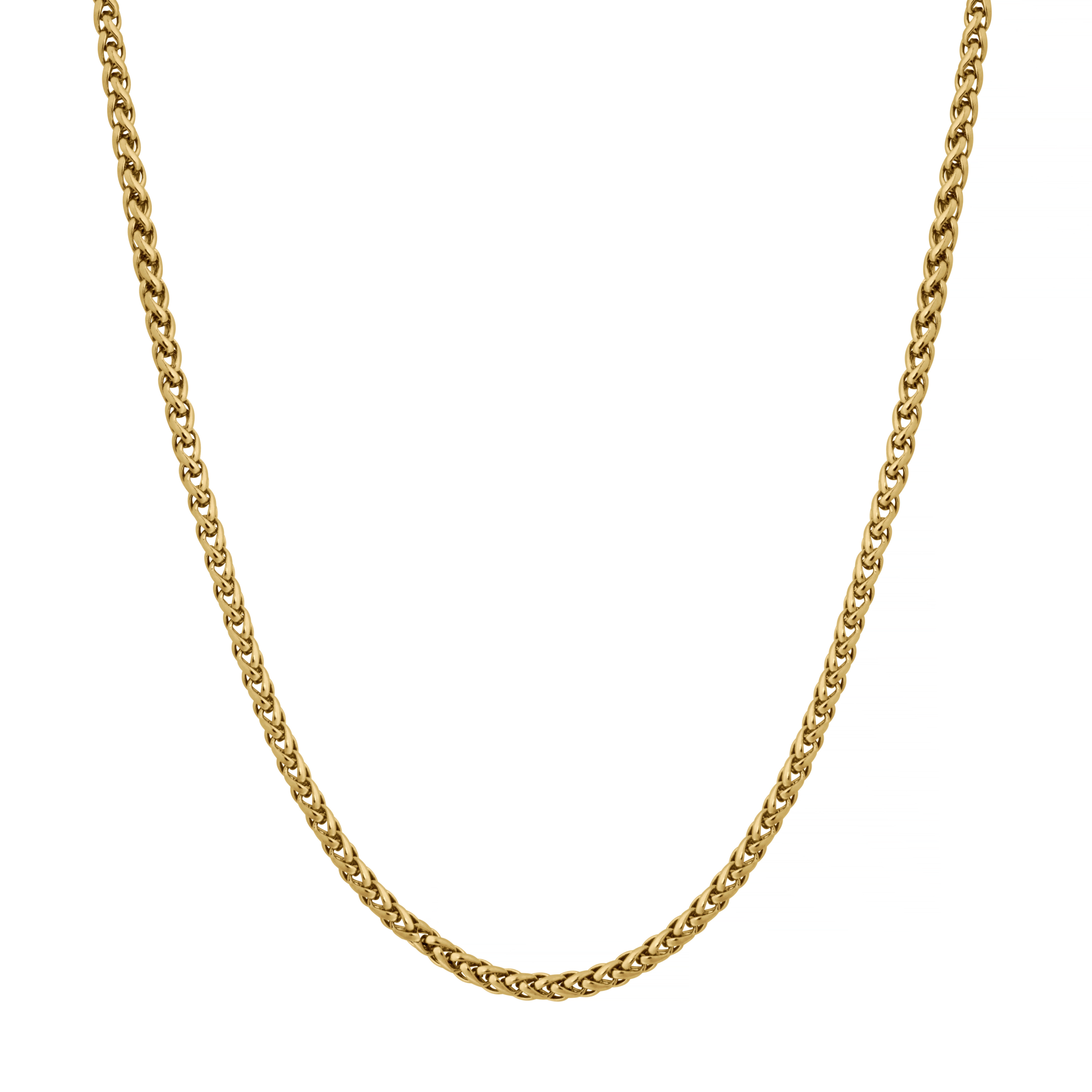 A gold link chain necklace shown against a plain white background.