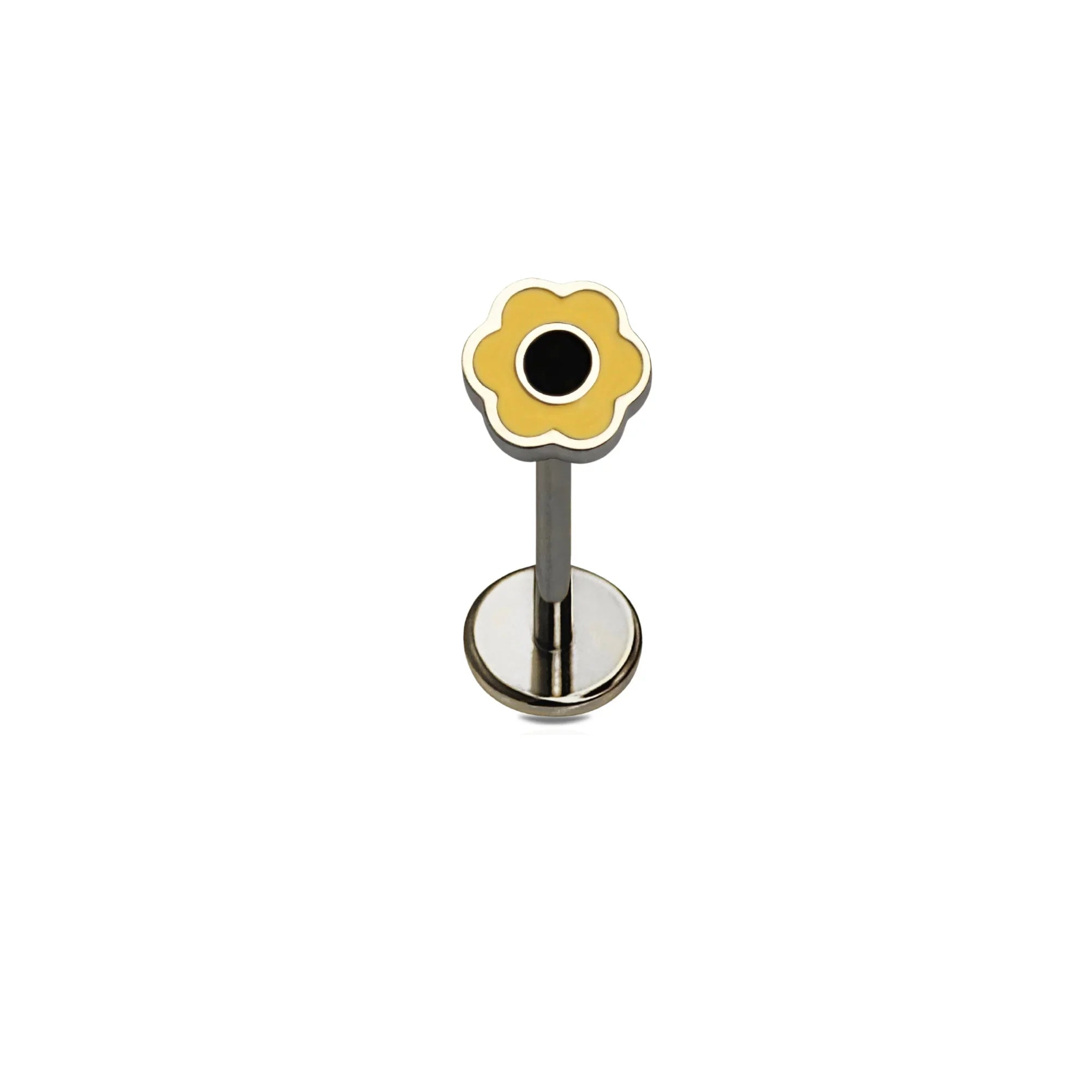 Yellow Enamel Daisy Flat Back Stud