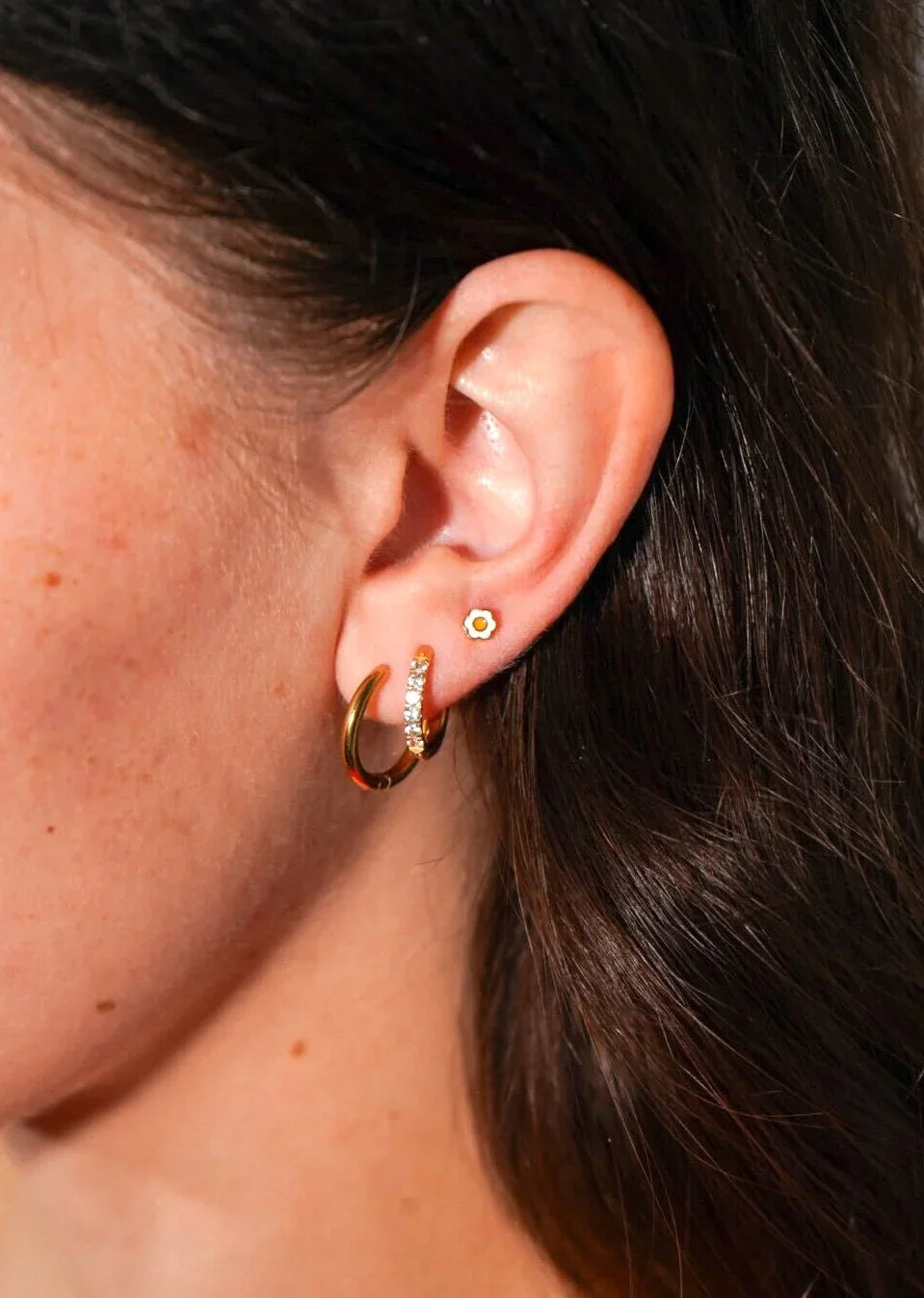 White Enamel Daisy Flat Back Stud