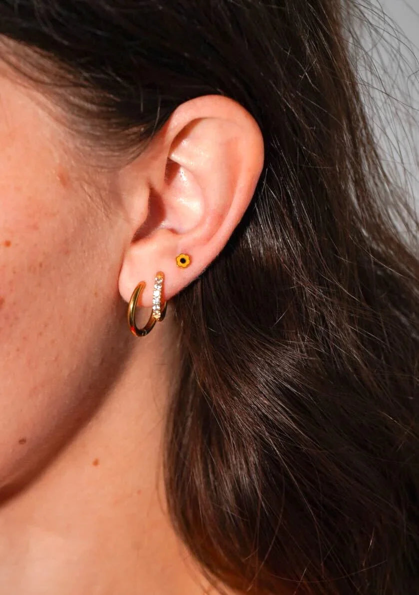 Yellow Enamel Daisy Flat Back Stud