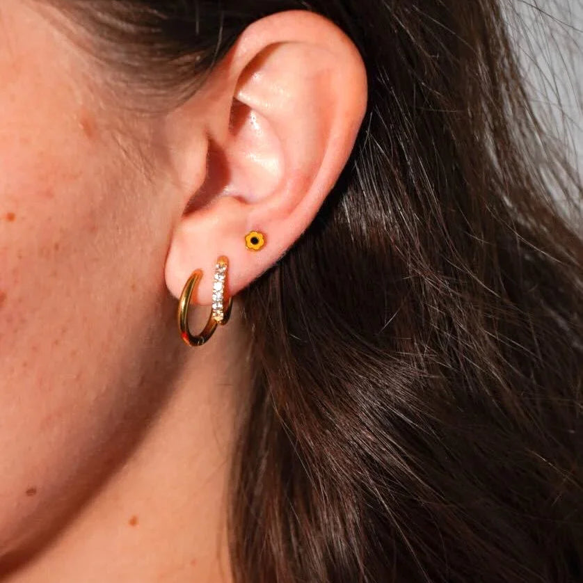 Yellow Enamel Daisy Flat Back Stud
