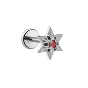 Yuletide Star Flat Back Stud - Garnet