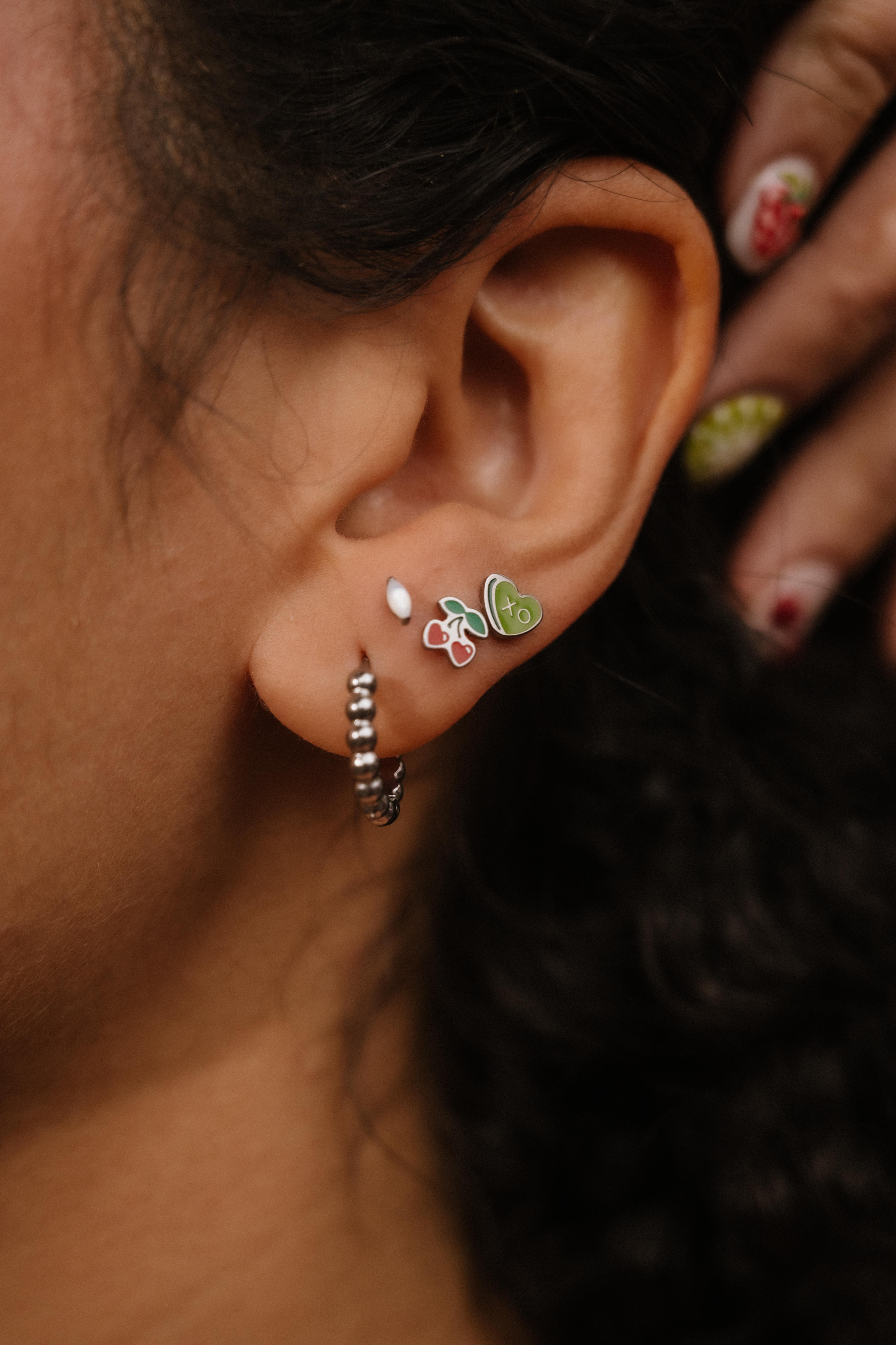 Cherry Heart Flat Back Stud