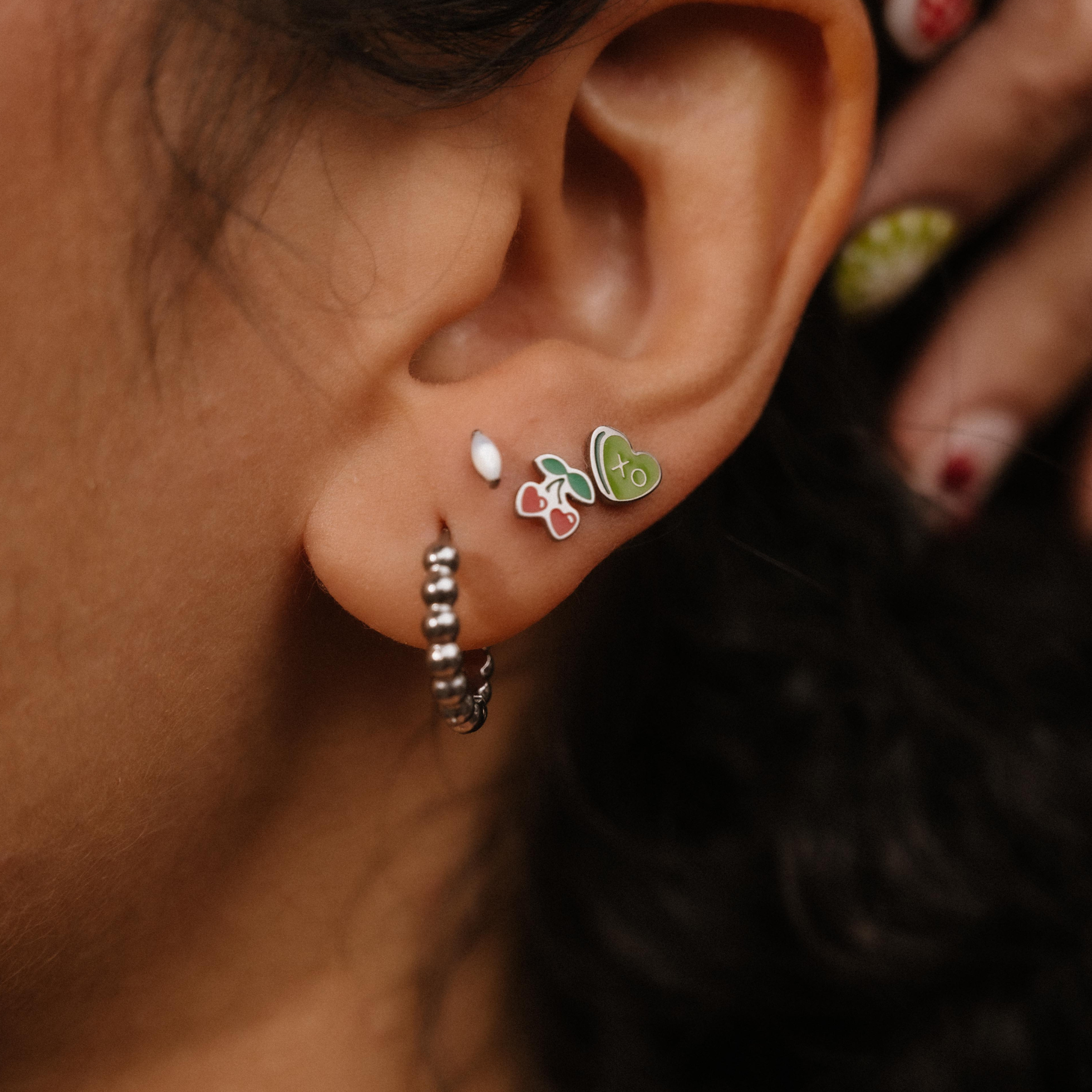 Cherry Heart Flat Back Stud