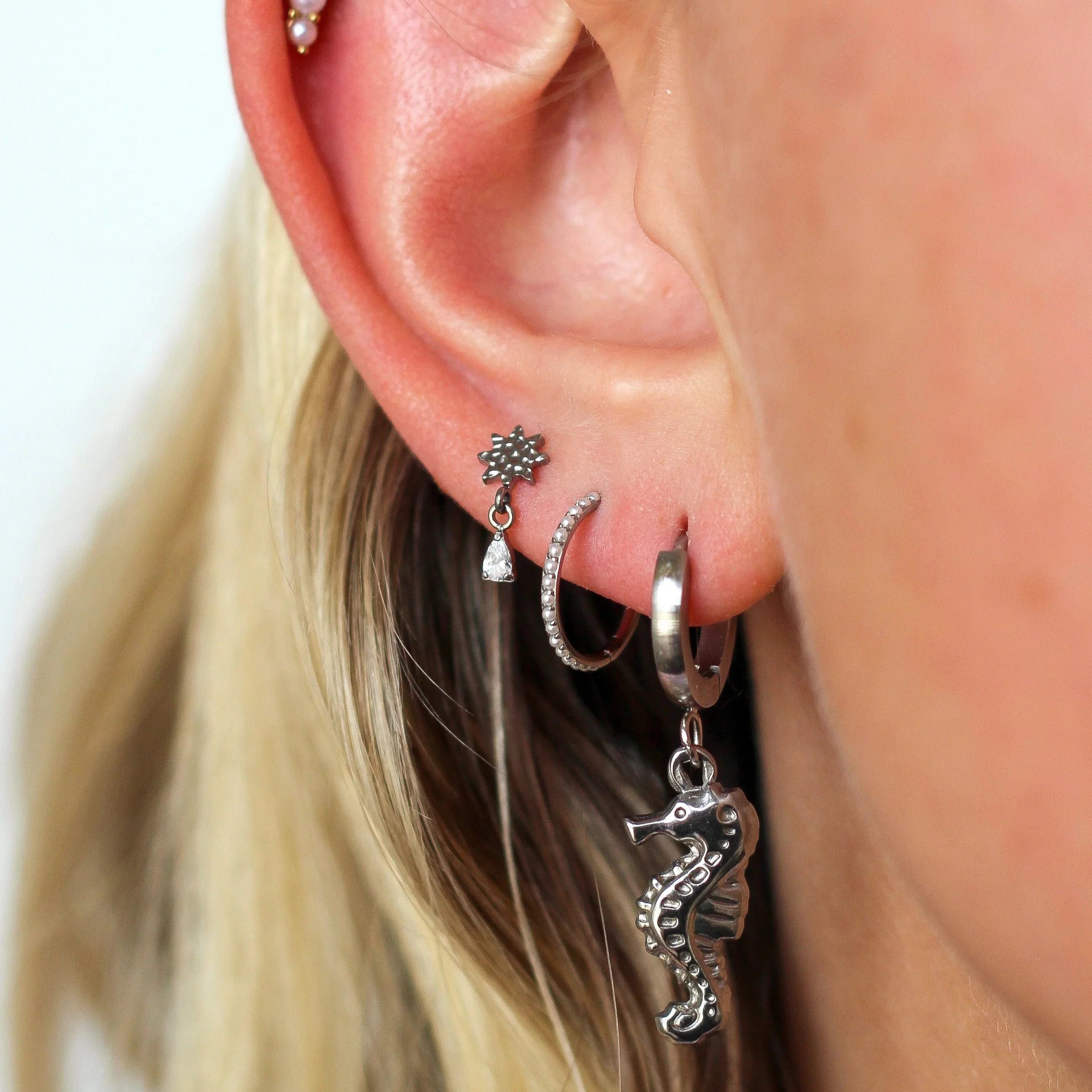 Seahorse Charm Hoops