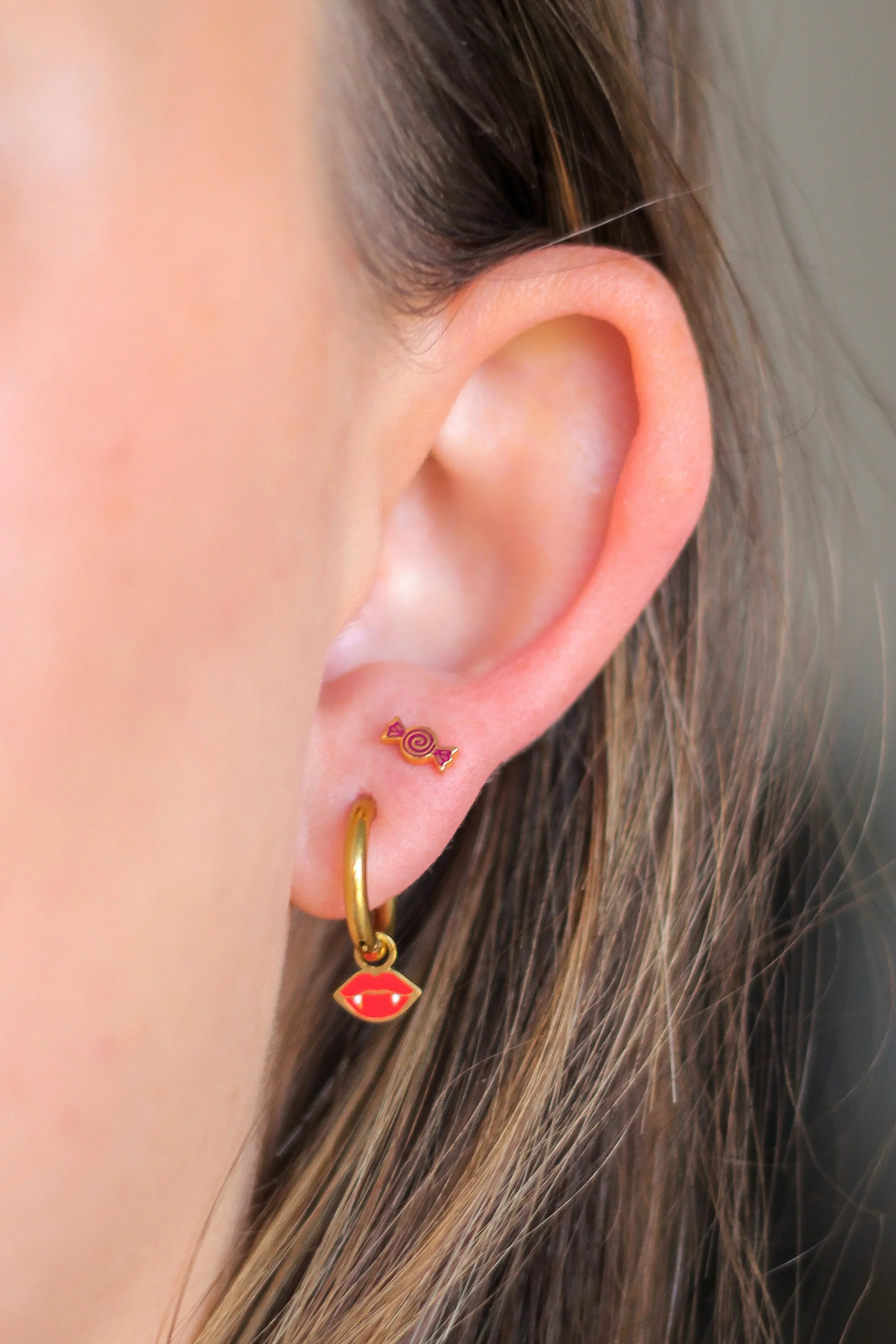 Candy Cutie Enamel Flat Back Stud