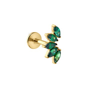 Deco Marquise Fan Flat Back Stud - Green