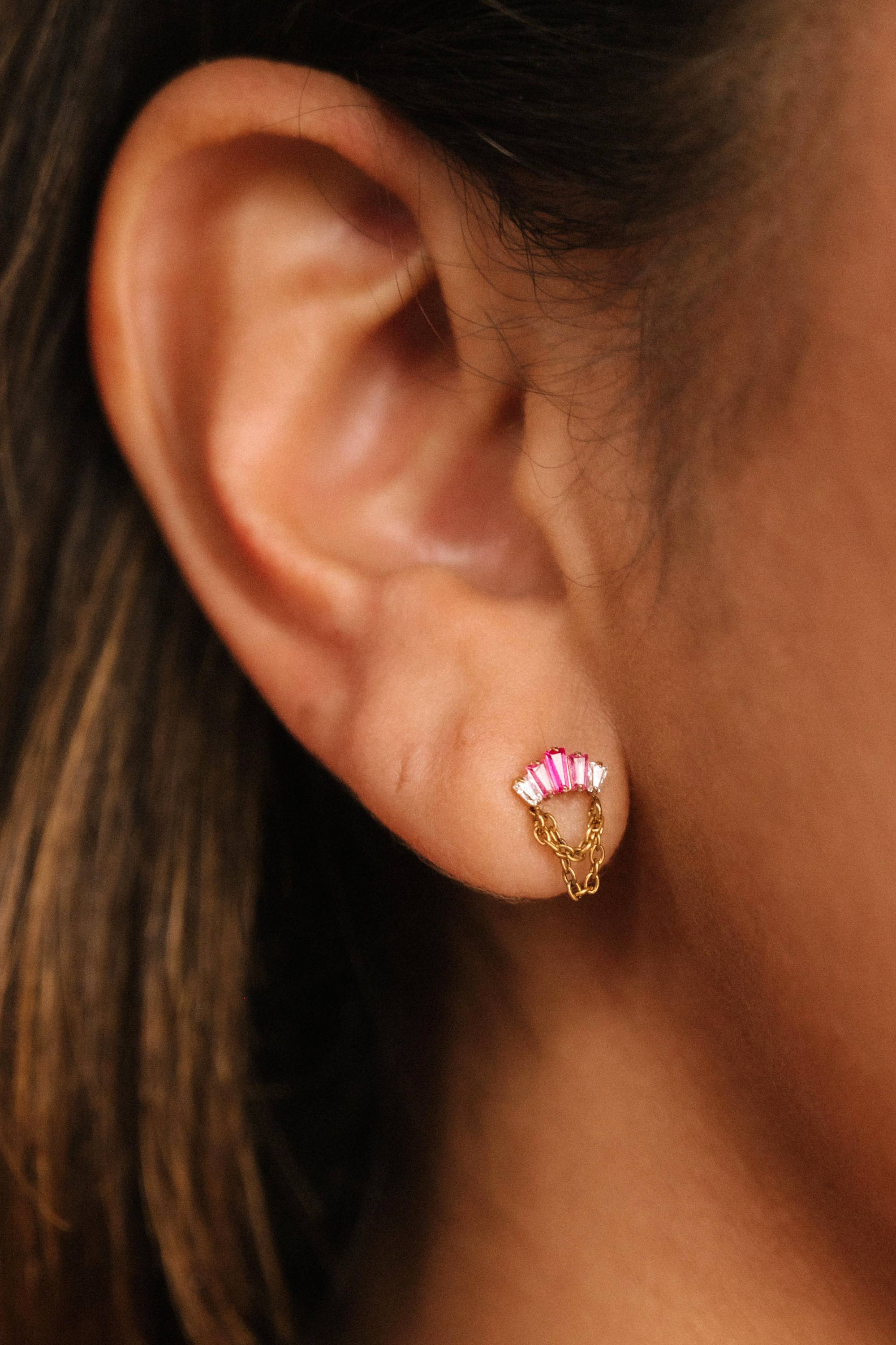 Diadem Flat Back Stud - Pink