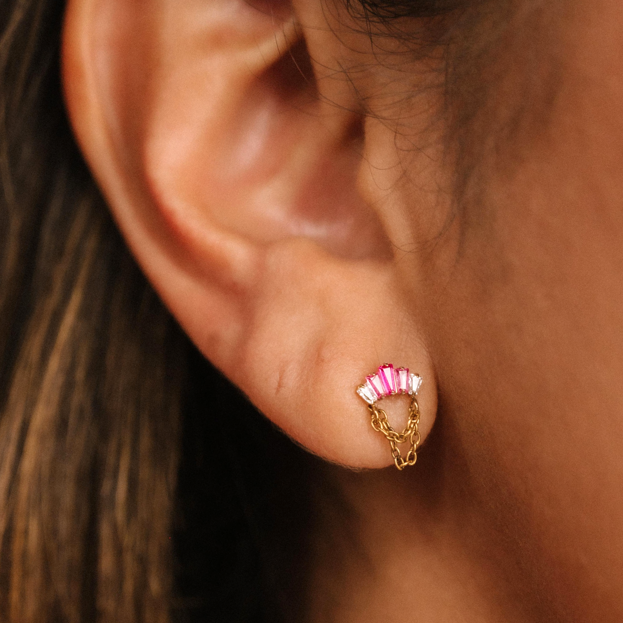 Diadem Flat Back Stud - Pink