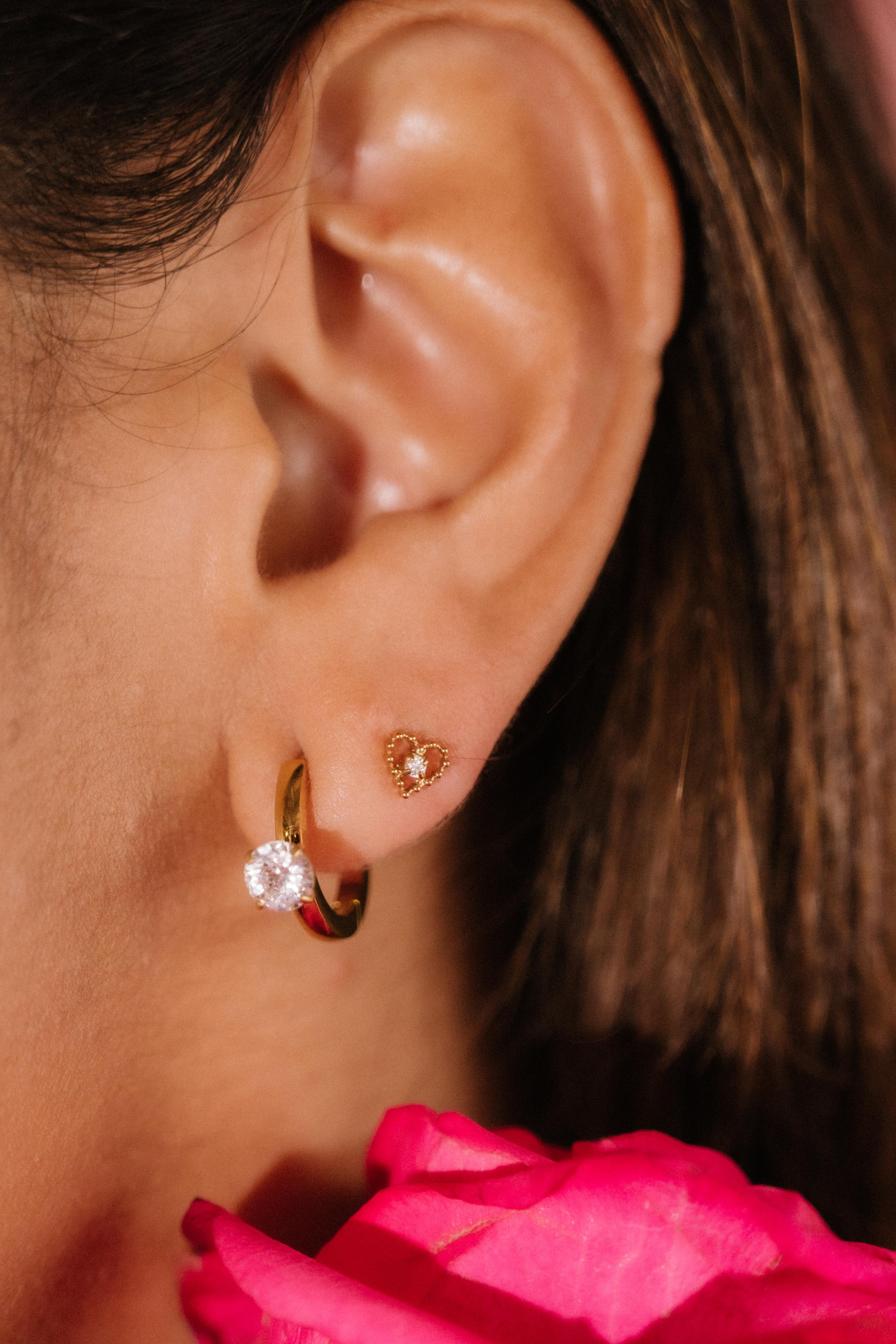 Frosted Heart Flat Back Stud