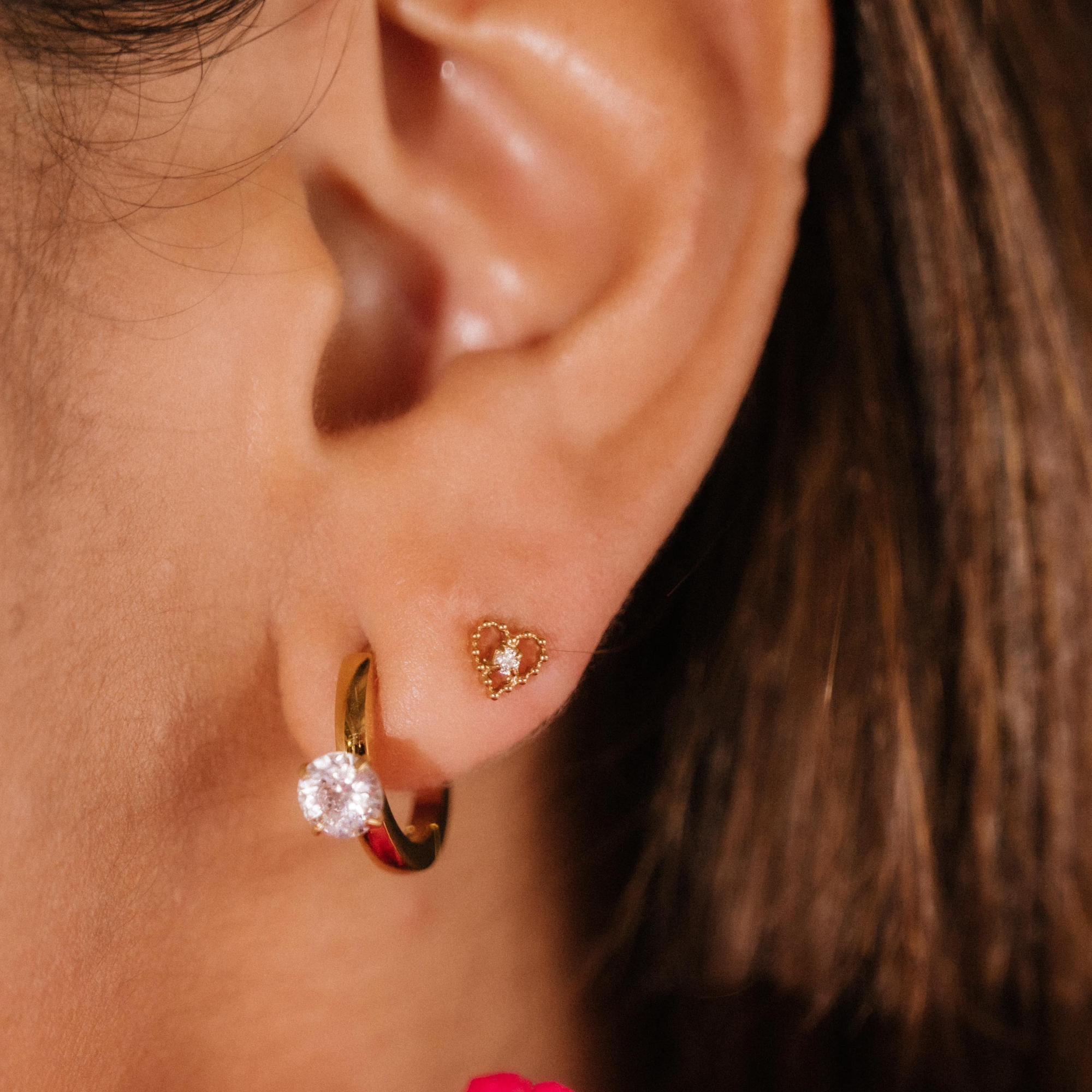 Frosted Heart Flat Back Stud