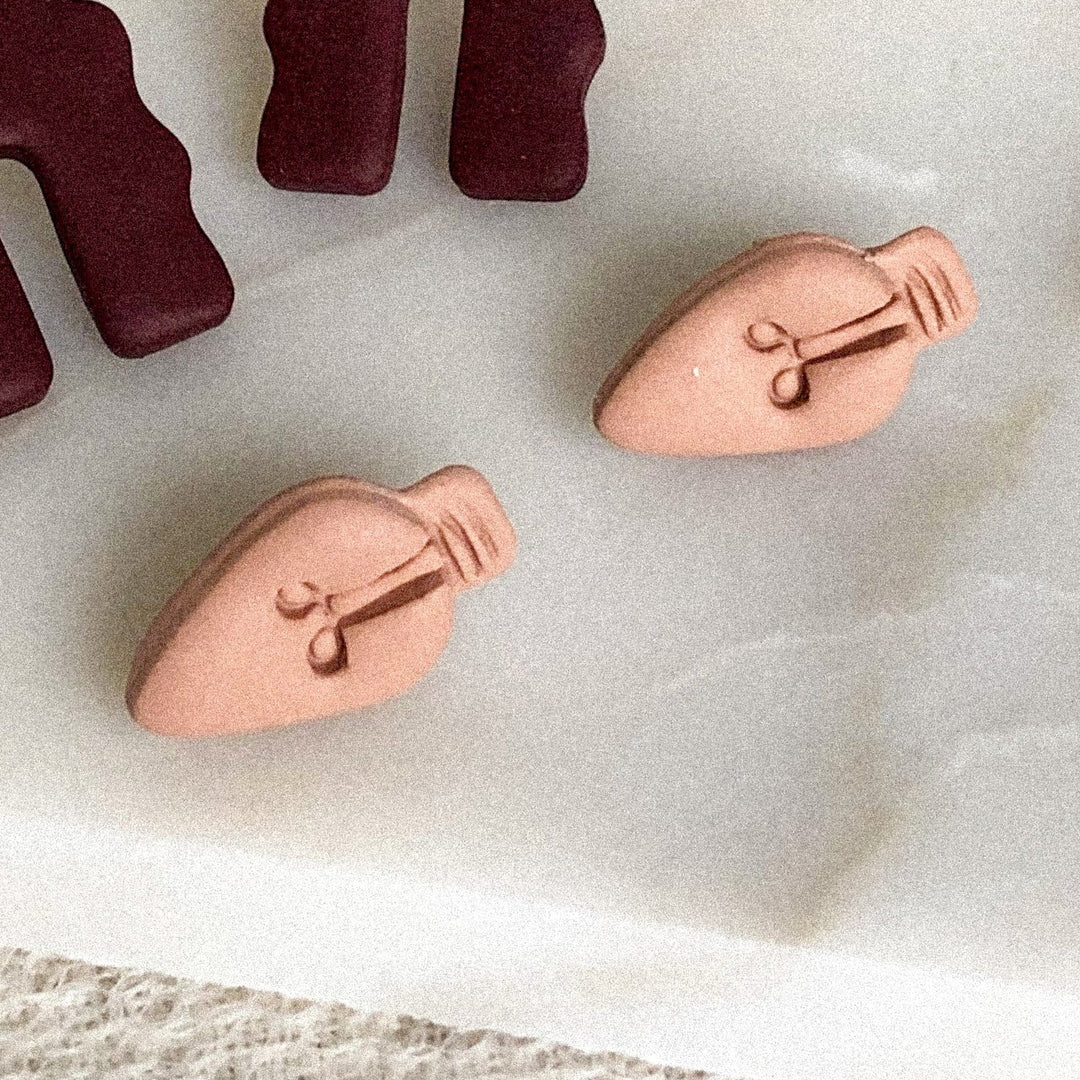 Christmas Bulb Butterfly Back Studs - Dusty Mauve