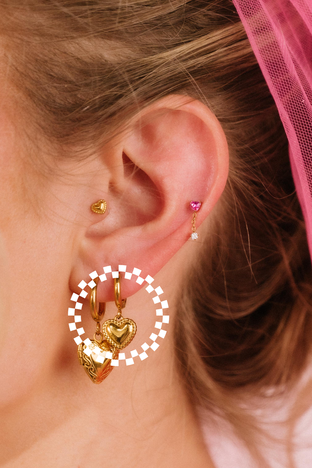 Pillow Heart Charm Hoops
